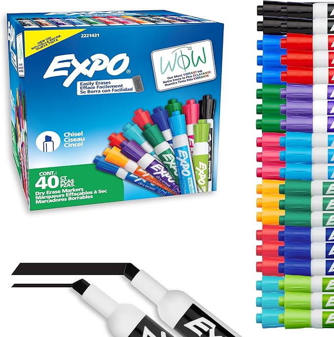 EXPO Dry Erase Markers, Low Odor Ink, Chisel Tip, Essential Supplies by Unknown