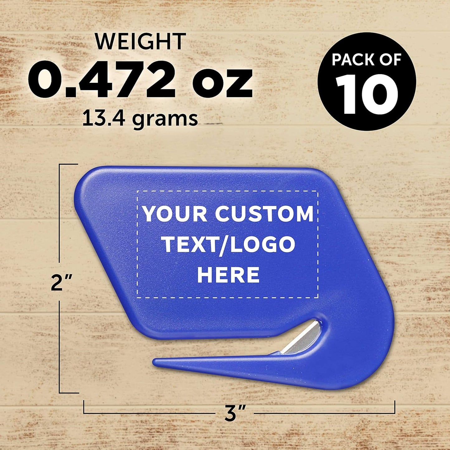 Custom Translucent Plastic Letter Openers Set of 10, Personalized Bulk Pack - Perfect for Home or Office - Blue