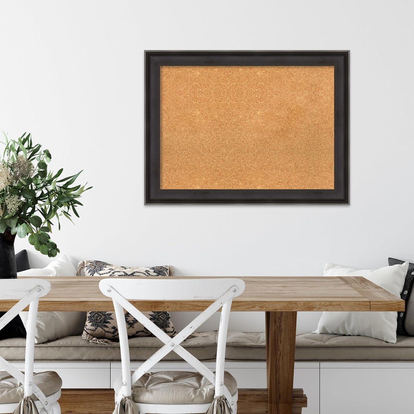 Amanti Art Natural Cork Board for Wall, 24x32 Vision Board with Black Wood Frame, Medium Corkboard Office Decor for Home Organization, Casual Corkboard Pinboard to display items for home organization