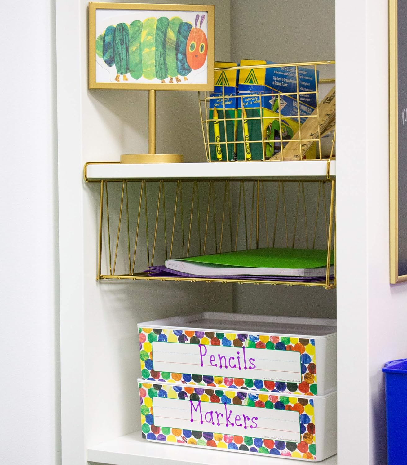 World of Eric Carle 36PC Name Labels For Kids, Colorful Tags for Labeling Classroom, School Supplies, Chalkboard, Desk Organizer and Locker Organization, The Very Hungry Caterpillar Teacher Decor