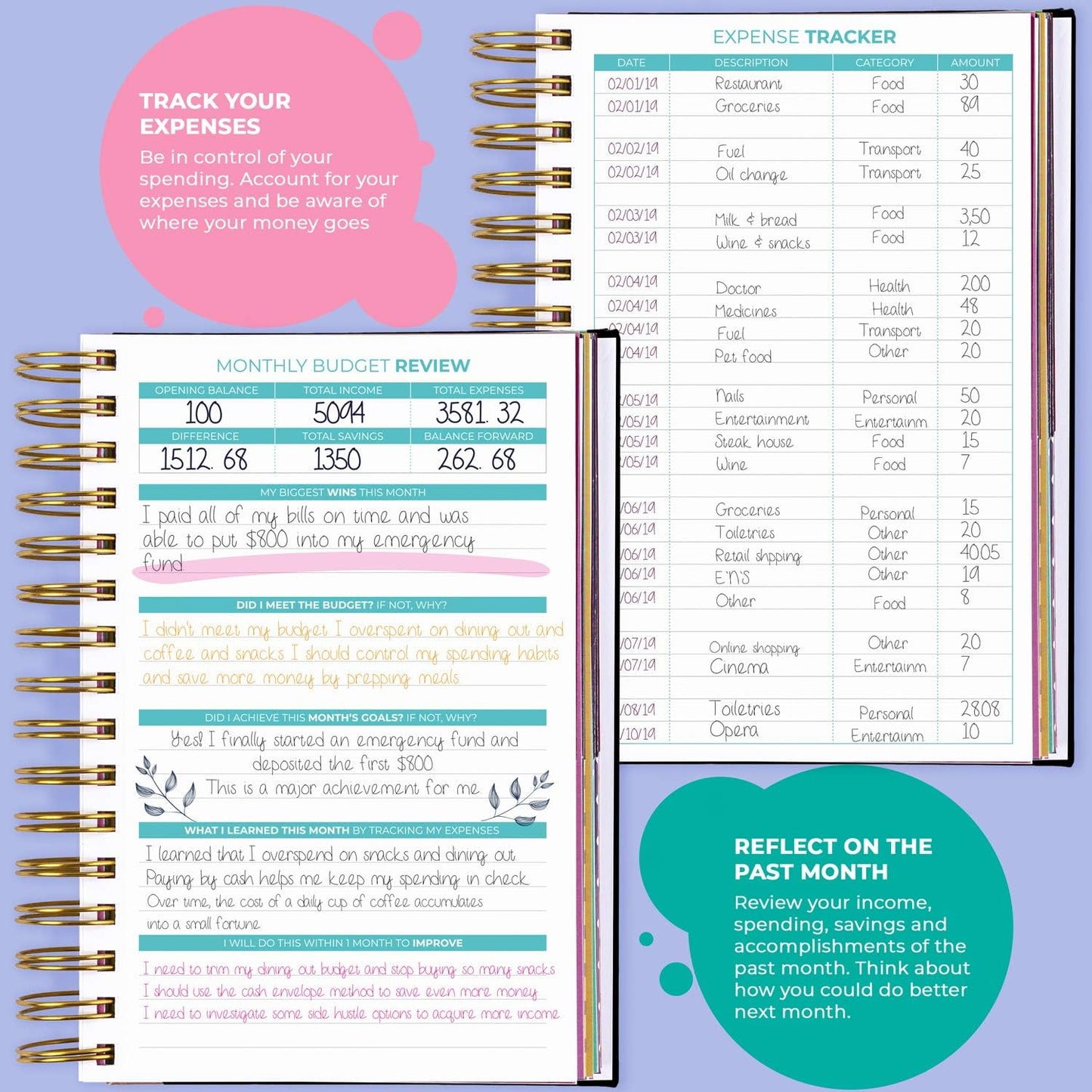 Clever Fox Budget Planner & Monthly Bill Organizer With Pockets. Expense Tracker, Budgeting Journal & Financial Book. Medium, 5.1x8.2" (Black)