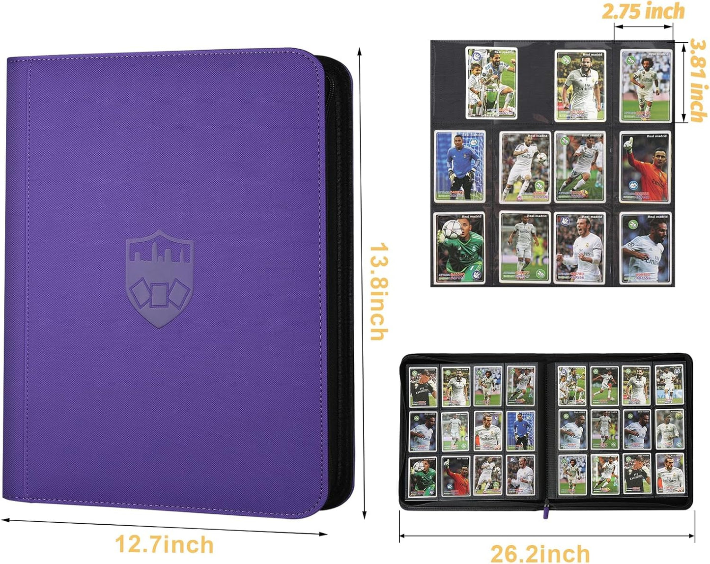 Trading Card Binder 12 Pocket, GERMUN PU Cover Card Binder for 720 Cards, Premium Trading Card Holder Folders, Double Sided Pocket Card Album for MTG, TCG (Purple)