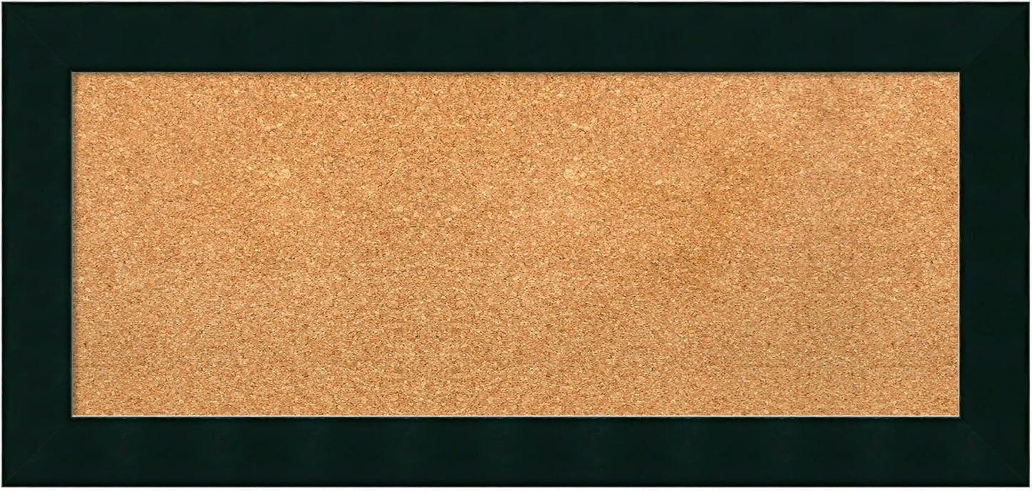 Amanti Art Natural Cork Board for Wall, 16x34 Vision Board with Black Wood Frame, Medium Corkboard Office Decor for Home Organization, Modern Corkboard Pinboard to Display Items for Home Organization