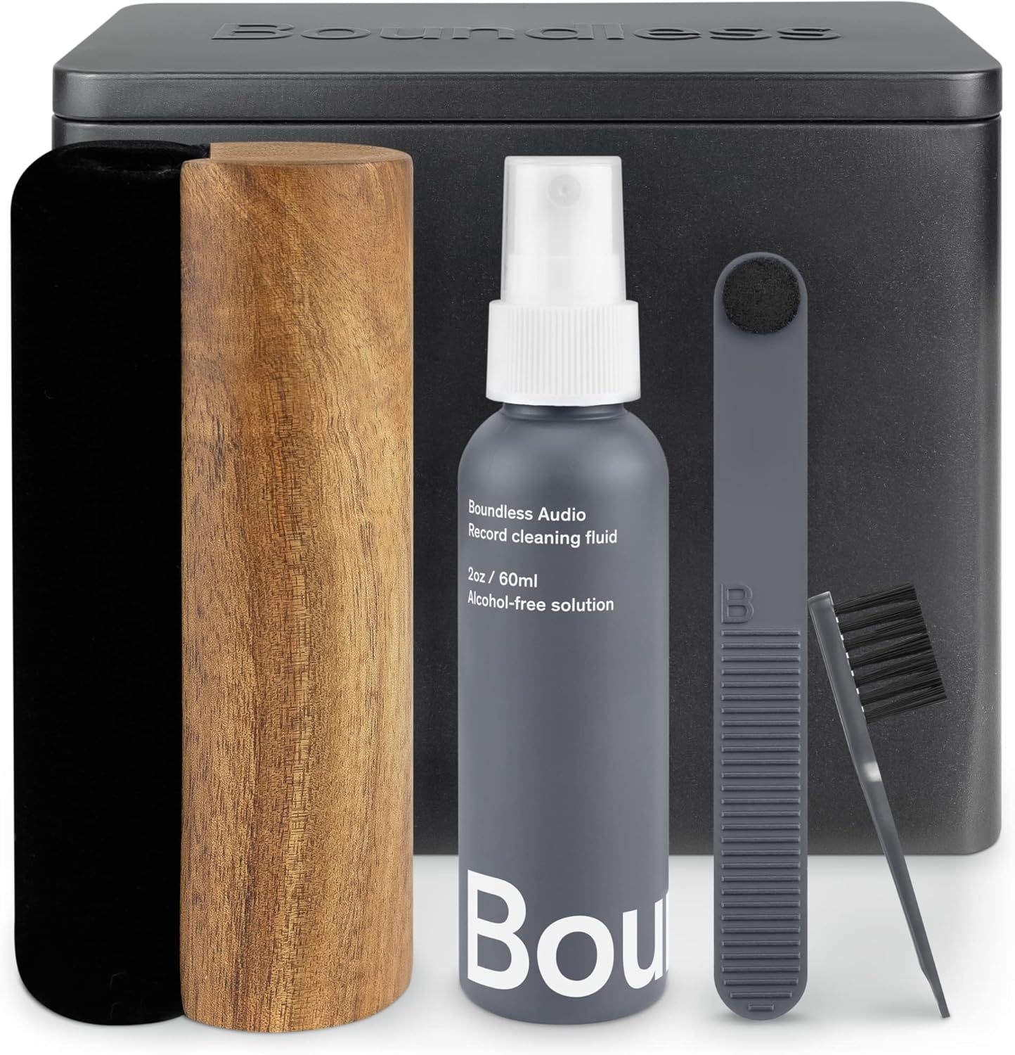 Vinyl Record Cleaning Kit - 5-in-1 Vinyl Cleaner Kit Includes Record Brush, Stylus Cleaner, Cleaning Solution, Nylon Brush & Metal Case