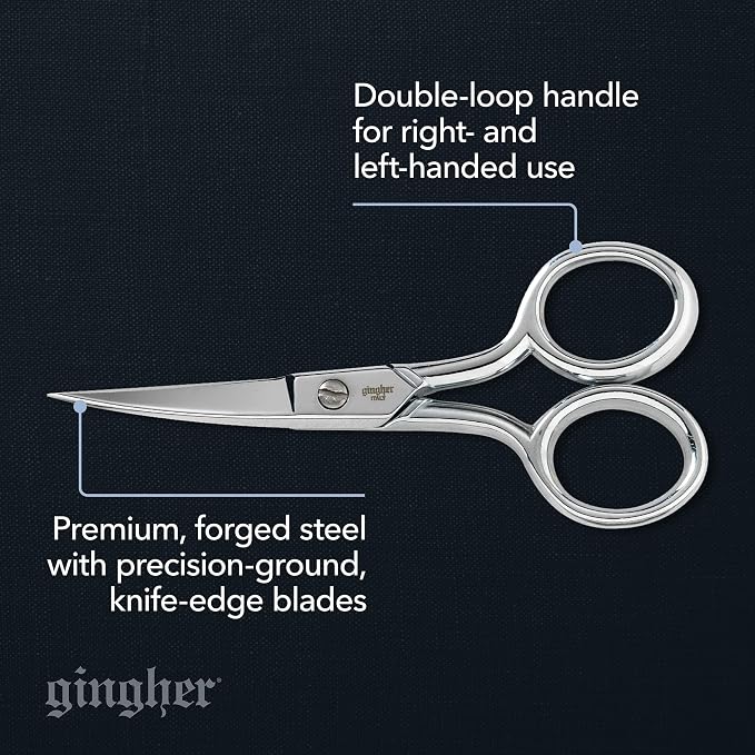 Gingher Curved Embroidery Scissors, Sharp Knife Edge Sewing Scissors - Image 2