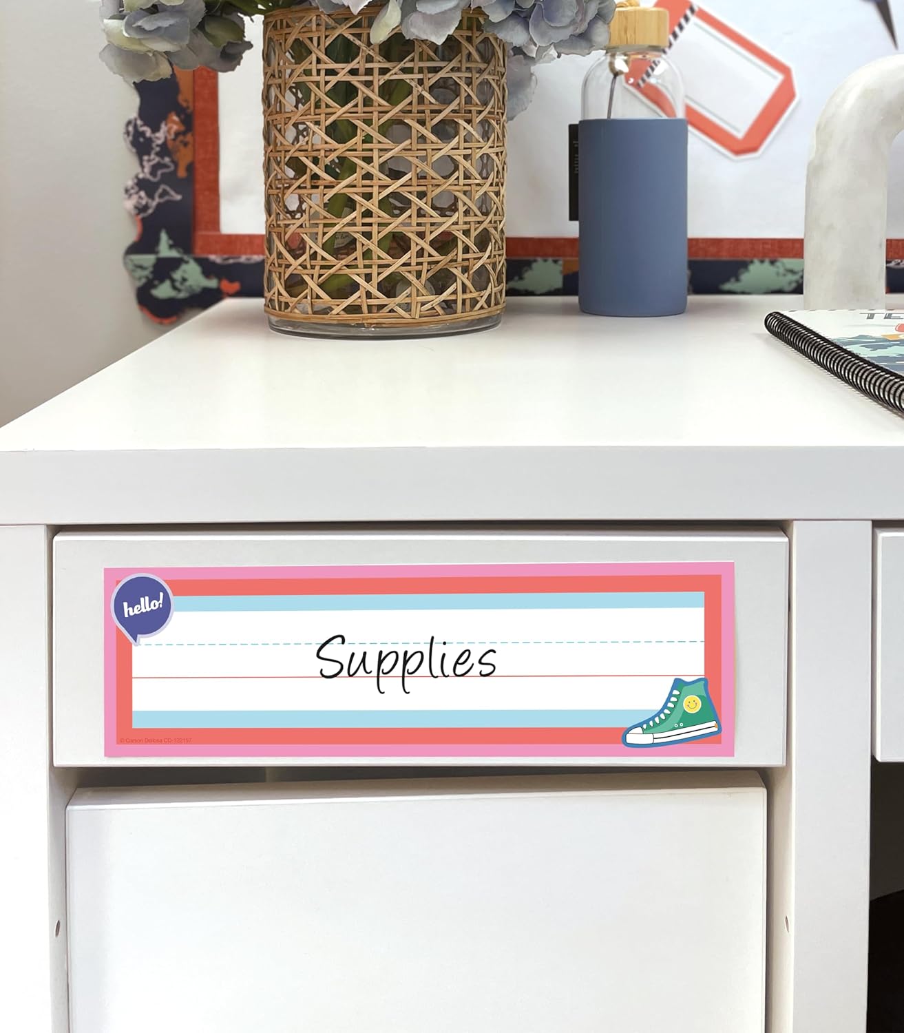 Carson Dellosa We Stick Together 36PC Groovy Name Labels for Kids, Retro Tags for Labeling Classroom, School Supplies, Chalkboard, Desk Organizer and Locker Organization, Teacher Decor