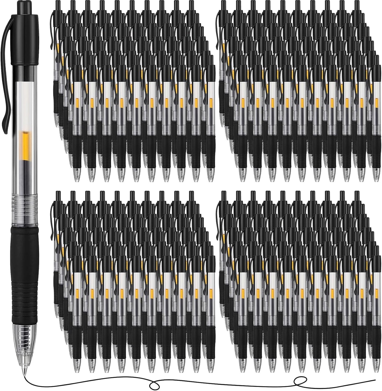 Jetec 300 Pcs Premium Gel Roller Pens Bulk, Fine Point 0.7 mm, Retractable Gel Ink Roller Ball Pens for Writing Journaling Taking Notes Office (Black)