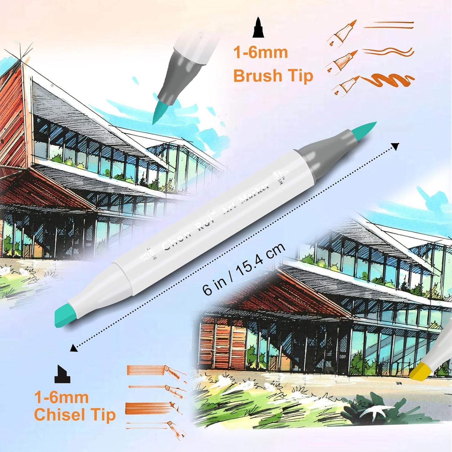 YHC 60 Colors Alcohol Brush Marker with Free App,Dual Tips Art Markers for Adults and Kids, Alcohol Based Brush & Chisel Tips Markers for Drawing, Coloring, Painting, Sketching