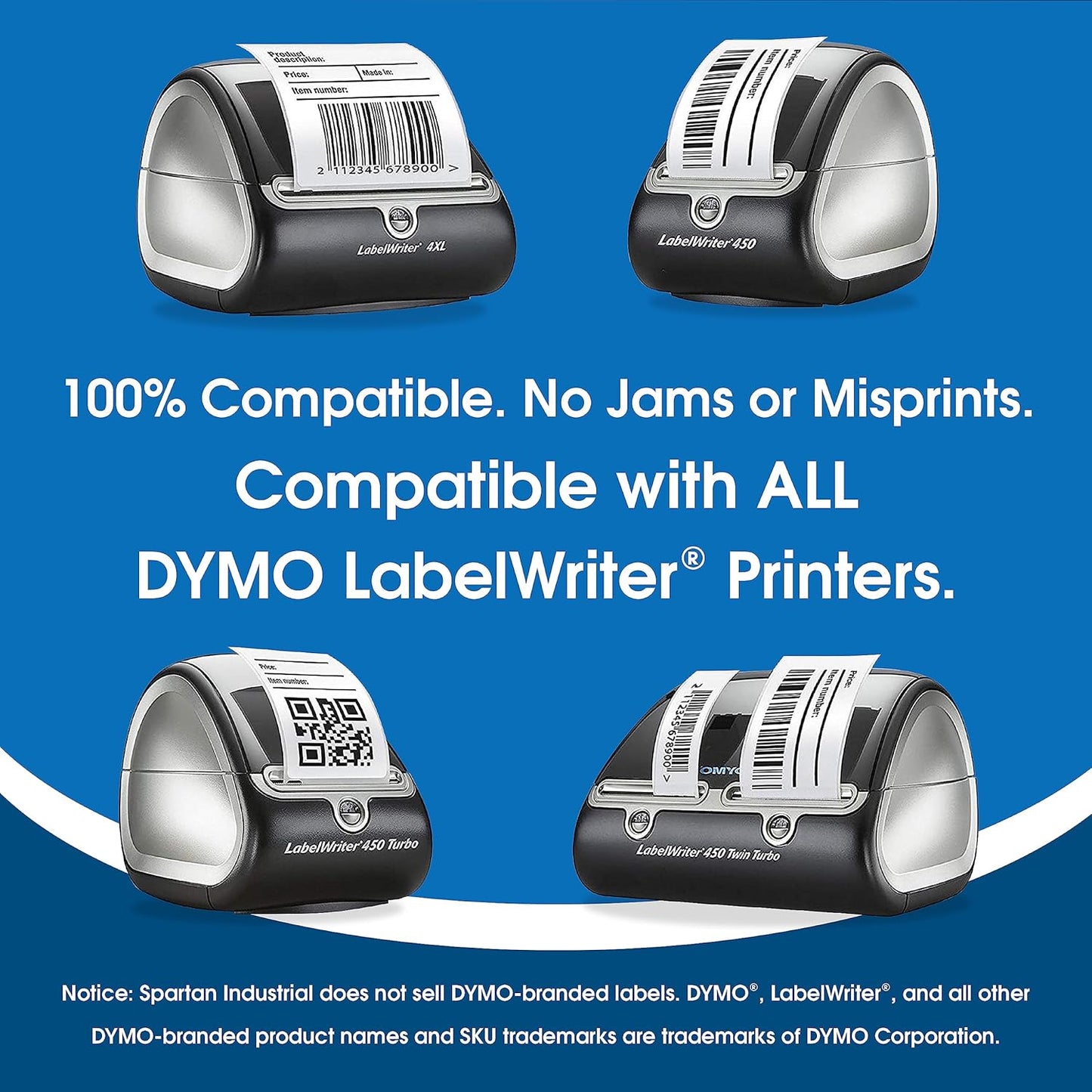Spartan Industrial - Compatible Labels Replacement for DYMO 30857-2-1/4" X 4” Name Tag Labels (10 Pack)