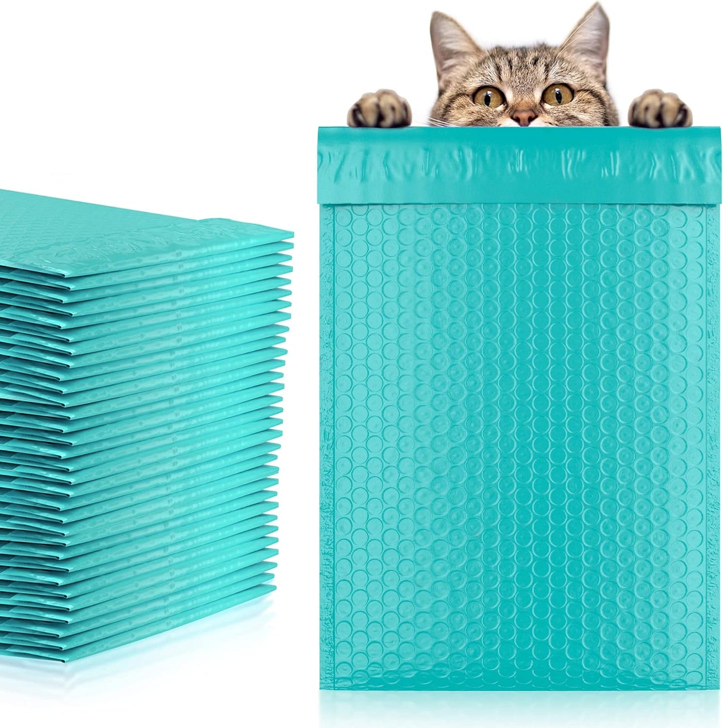 Teal Poly Bubble Mailers Self Seal, 7.25 x 11 Inch. Pack of 25 Bubble Packaging Envelopes for Shipping. Durable Padded Envelopes Waterproof. Self Seal Padded Mailers. Shipping Packages