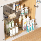 Vtopmart 2 Pack Plastic Larger Higher Bathroom Kitchen Under Sink Organizer by Vtopmart