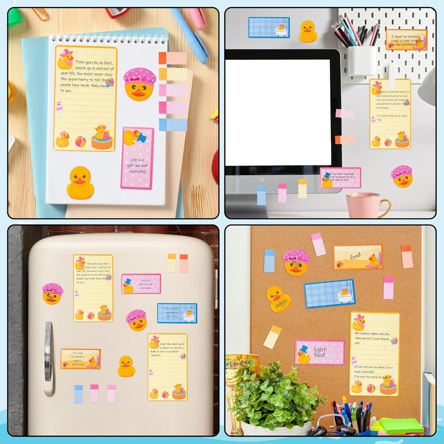 Xqumoi Duck Lovers Sticky Notes Set - Just A Girl Who Loves Ducks Self-Stick Note Pads Cartoon Animal Duckie Writing Memo Pad Page Marker Bookmarker Back to School Office Party Favors Supplies