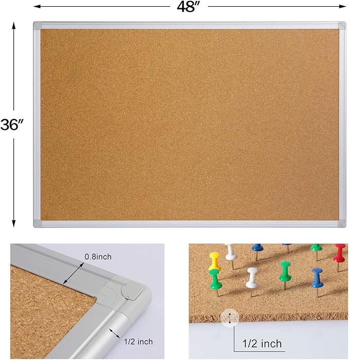 2 Pack Cork Board Bulletin Board 36 x 48, Office Board - Image 3