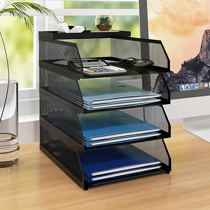 Natwind 4-Tier Paper Organizers, Desk Organizer, Stackable Paper Tray, Desk by Natwind