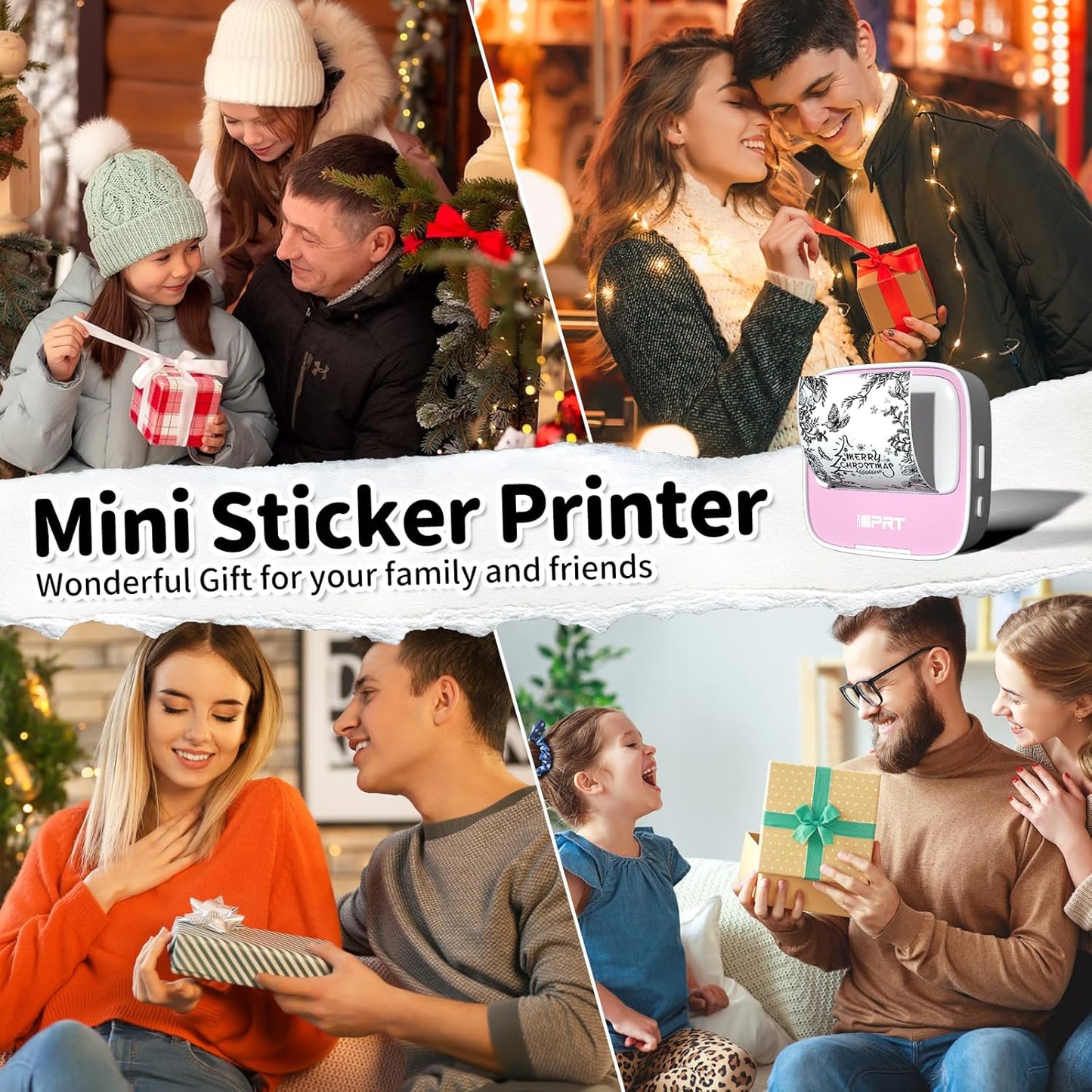 iDPRT Portable Mini Thermal Sticker Printer, Bluetooth Inkless Printers with 1 Roll Sticker Paper, Sticker Machine for Notes, Journal, DIY, Label Printing, Compatible with iOS & Android Phones, Pink