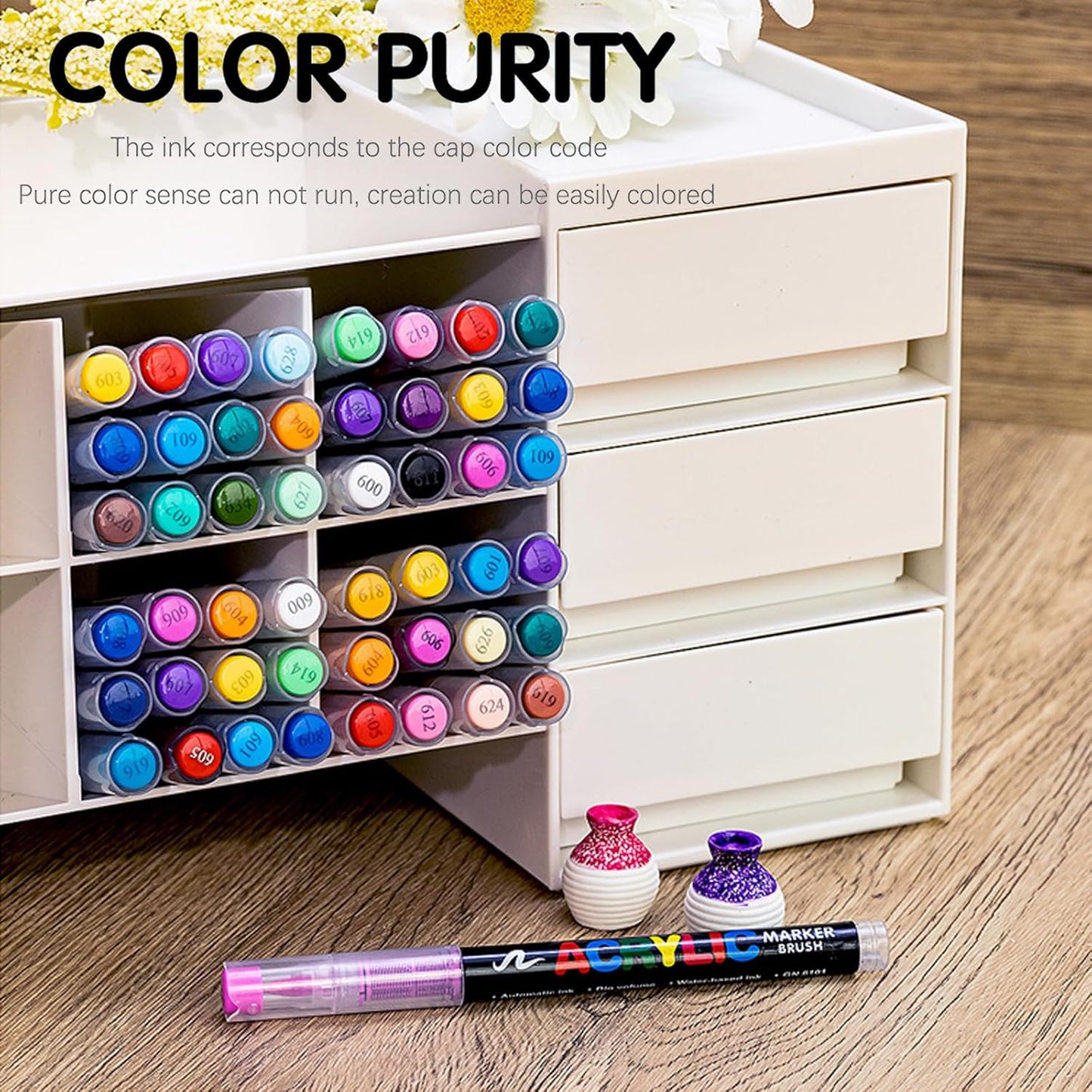 12 Color Acrylic Paint Pens, Soft Brush Tip Acrylic Paint Markers,Quick-Drying Waterproof Acrylic Markers for Canvas, Rock Painting, Wood, Stone, Glass, Ceramic, Fabric Painting, DIY Crafts