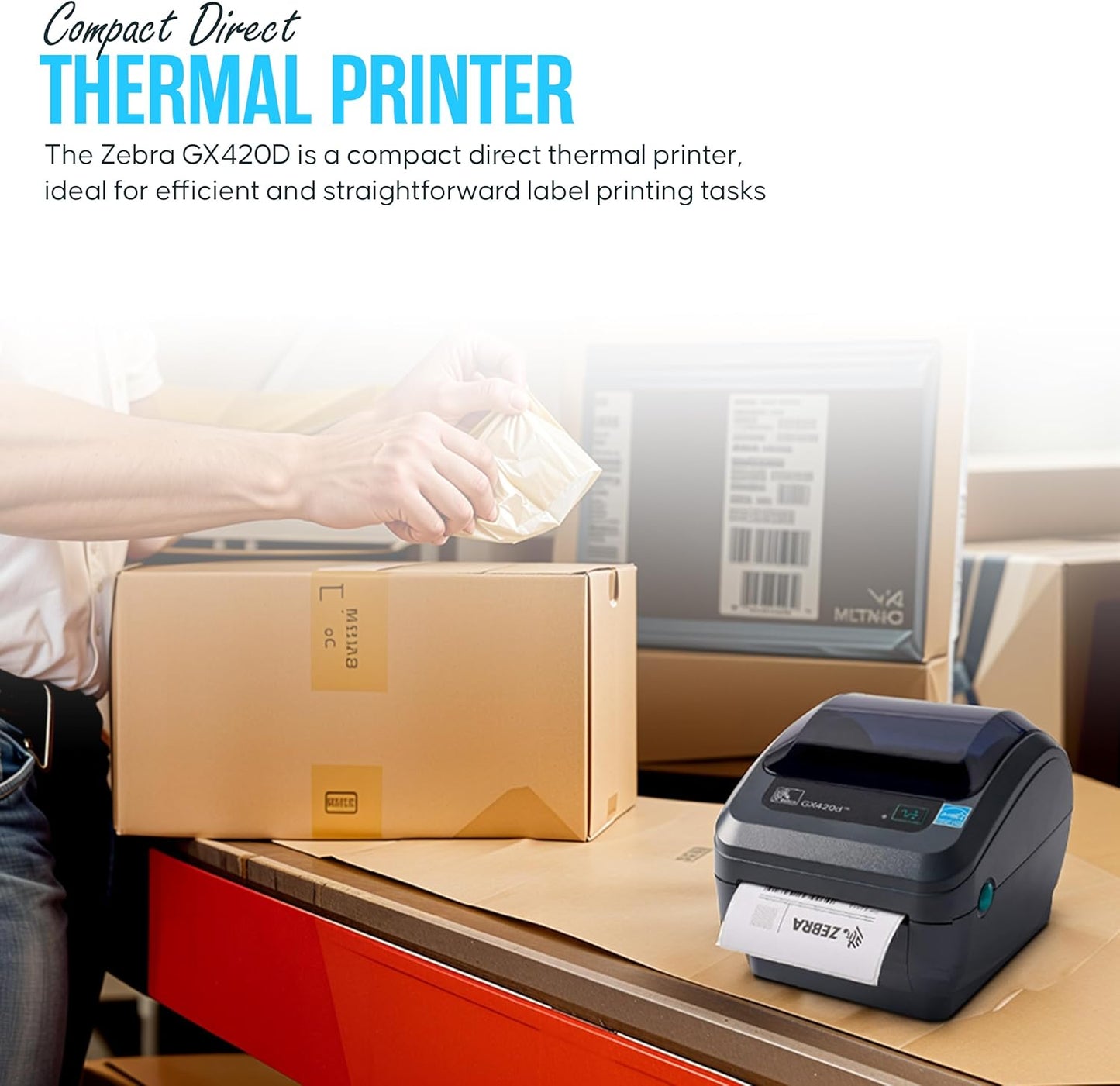GX420D Zebra Direct Thermal Label, Receipt & Barcode Printer - 1 Year Warranty - with USB 2.0 Cable, 4x6 Label Roll, 24V & Microfiber Cleaning Cloth - Parallel Connectivity (Renewed)