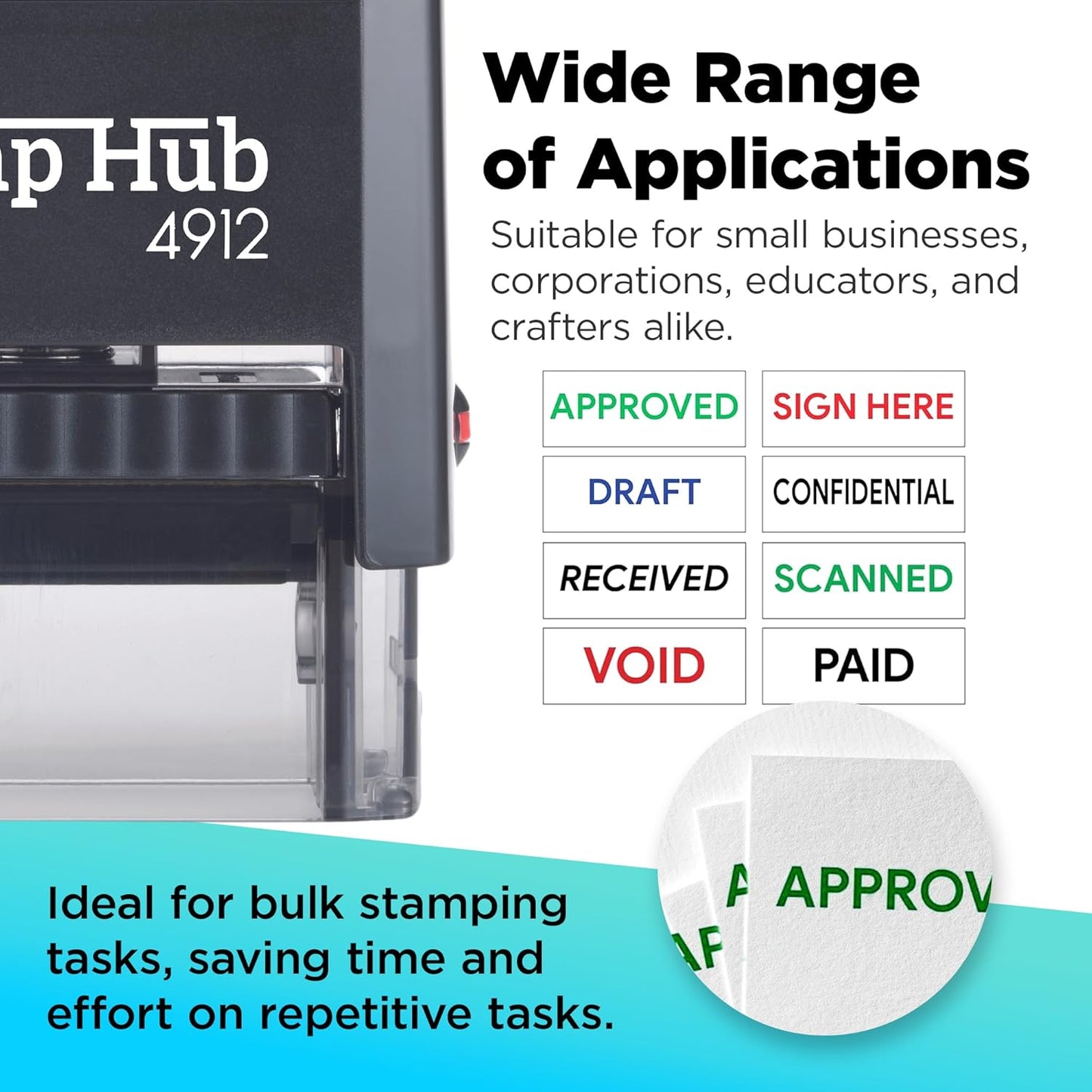 Self Inking Personalized Stamp - 1 Line Custom Stamp, Customizable Office Name Stamp, Ink Stamps for Business - Easy to Change Ink Cartridge, Multiple Ink Color Options - Medium