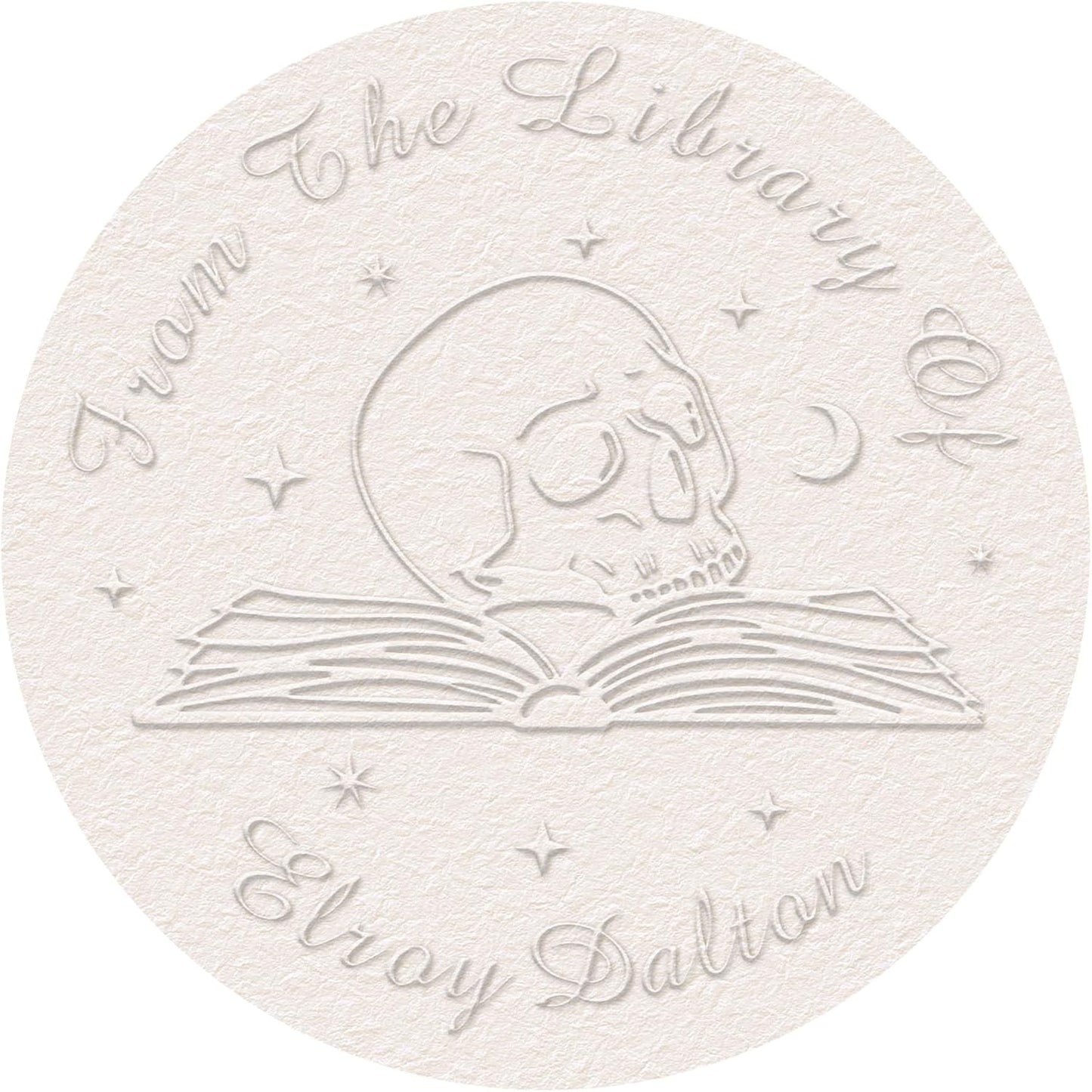 Skull Themed Library Book Embosser， Custom Book Business Card Paper Document Notebook, Self Inking Stamp，Book Lover Gifts，Christmas Gifts (Style09)