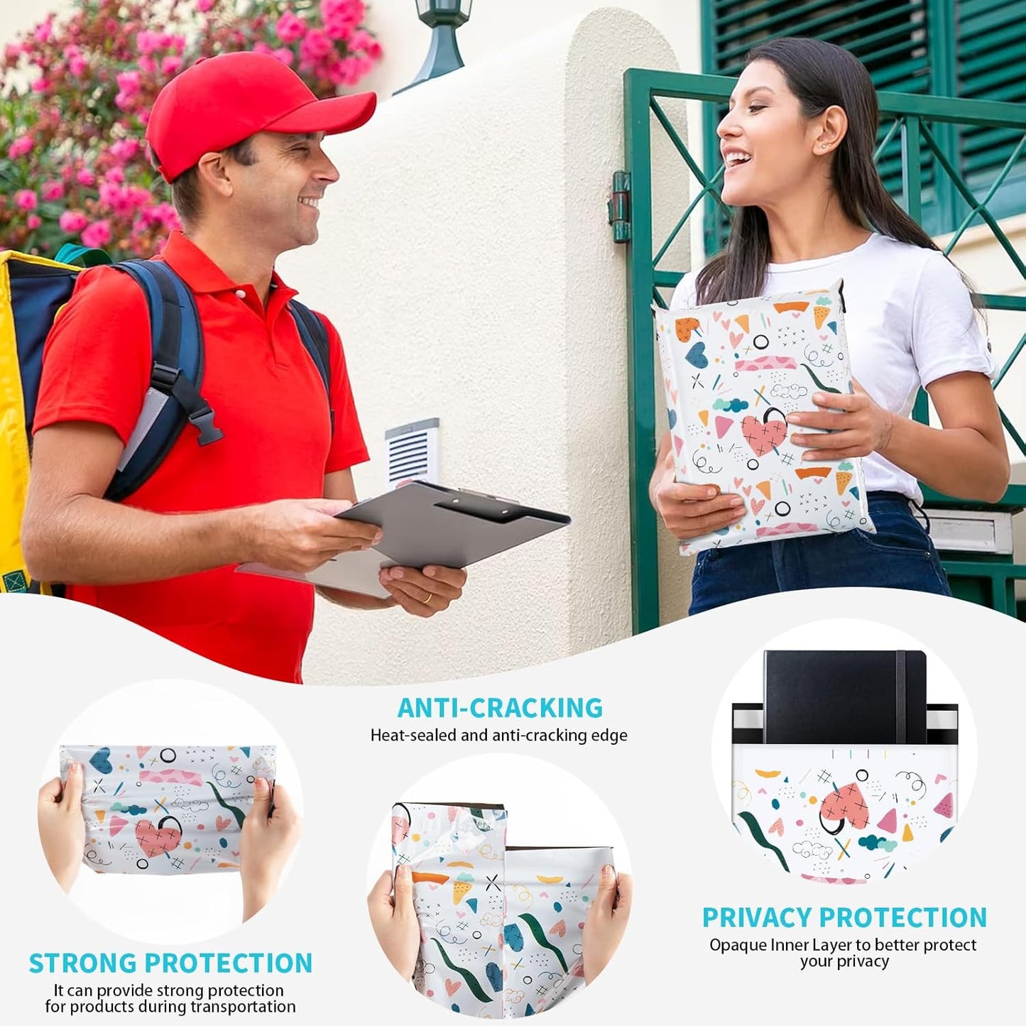 Oududianzi Poly Mailers 6X9, 100Pack Shipping Bags, Fashion Shipping Envelopes, Plastic Packaging Bags, Self-Seal Polymailers, Mailing Poly Bags for Business, Clothing (Graffiti Pattern)