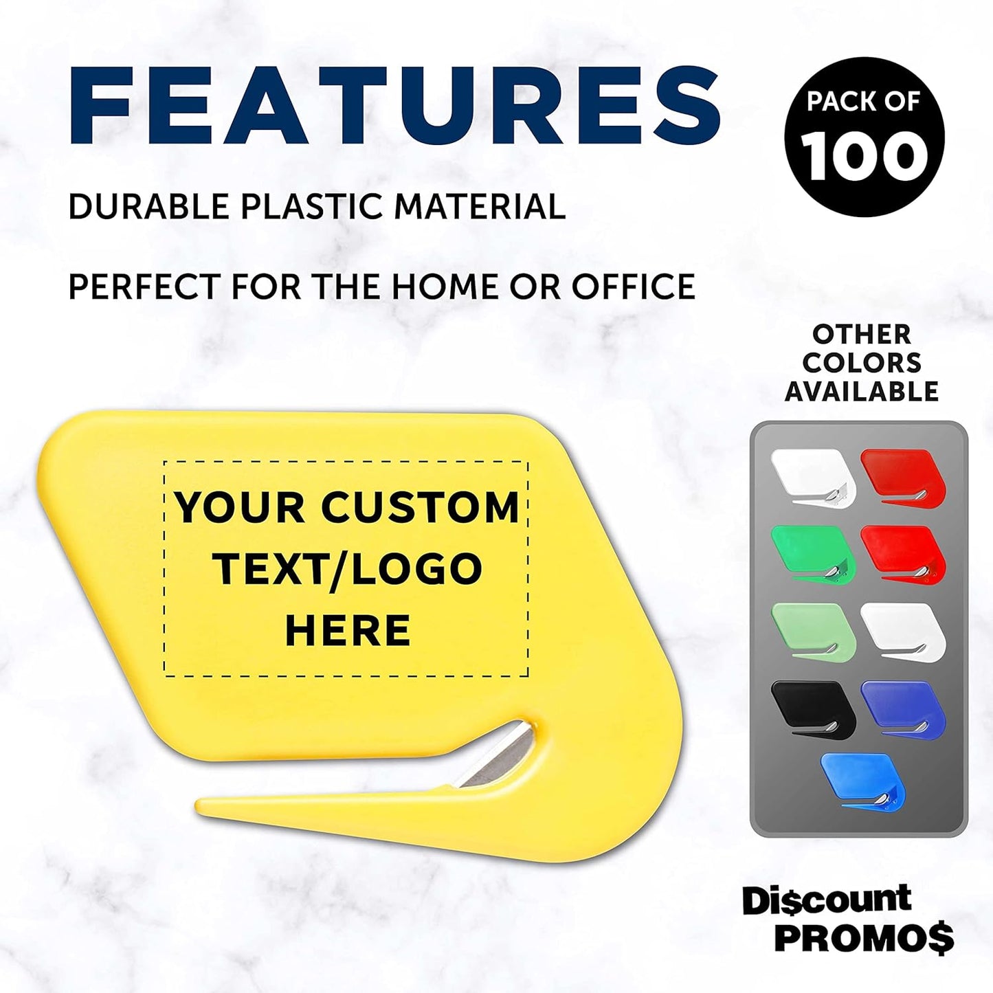 Custom Translucent Plastic Letter Openers Set of 100, Personalized Bulk Pack - Perfect for Home or Office - Yellow