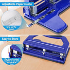AFMAT 3 Hole Punch Heavy Duty, 9/32" Holes, 50-Sheet Hole Puncher 3 Ring - Image 4