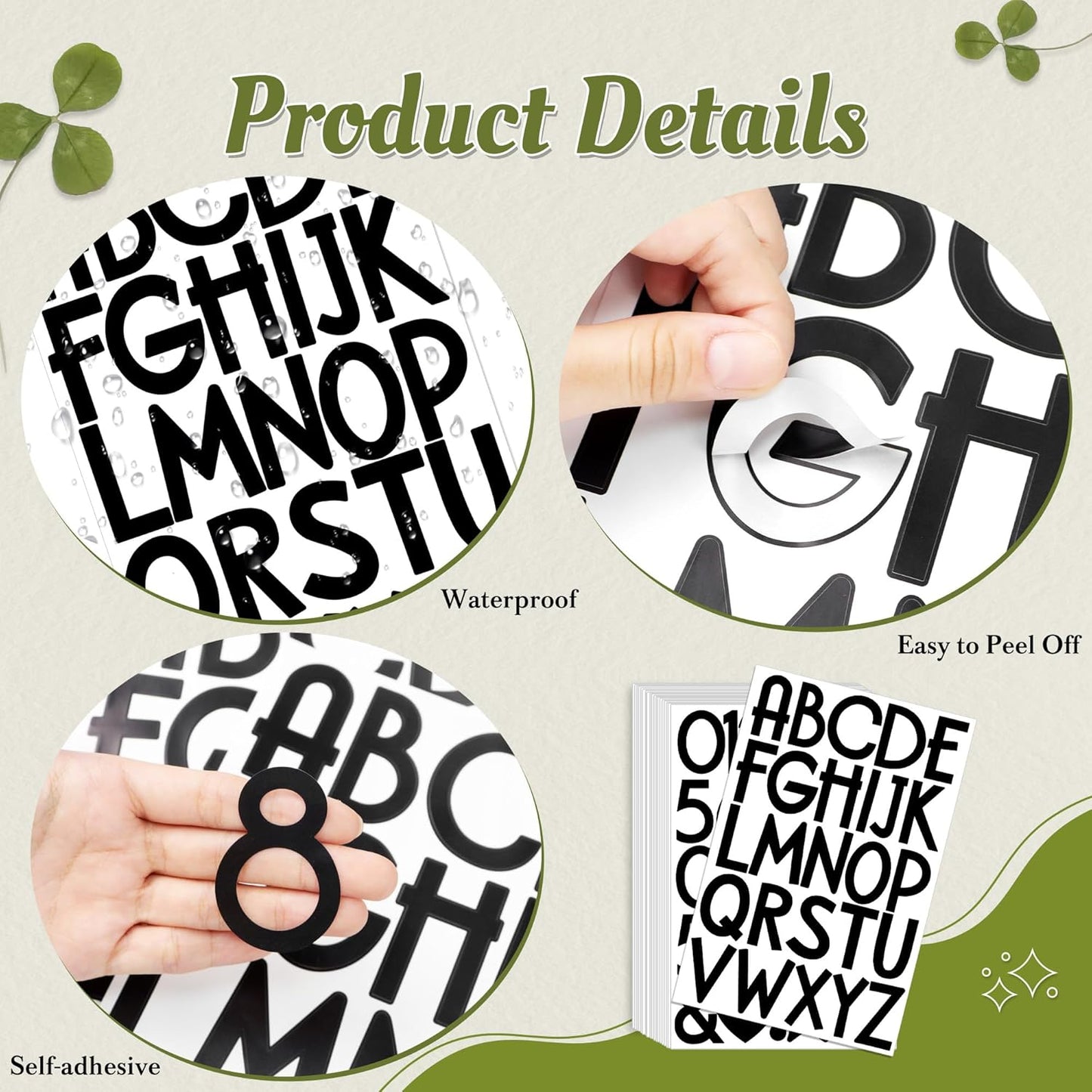 600Pcs Letter Stickers 20Sheets Alphabet Stickers Vinyl Mailbox Numbers Self Adhesive Waterproof Large Sticker Letters for Water Bottle Poster Board School Craft Classroom Address Decor(Black,2Inch)