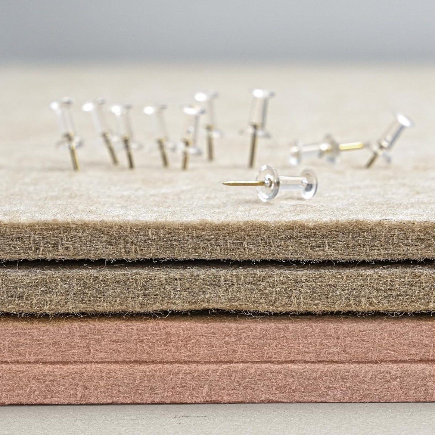 Bulletin Board, 24 x 18 inches Felt Board Decorative Pin Board, Cork Board Alternative for Wall, Foldable Photo Board Self-Adhesive Vision Board Mood Board with 20 Pushpins - Mauvey Pink