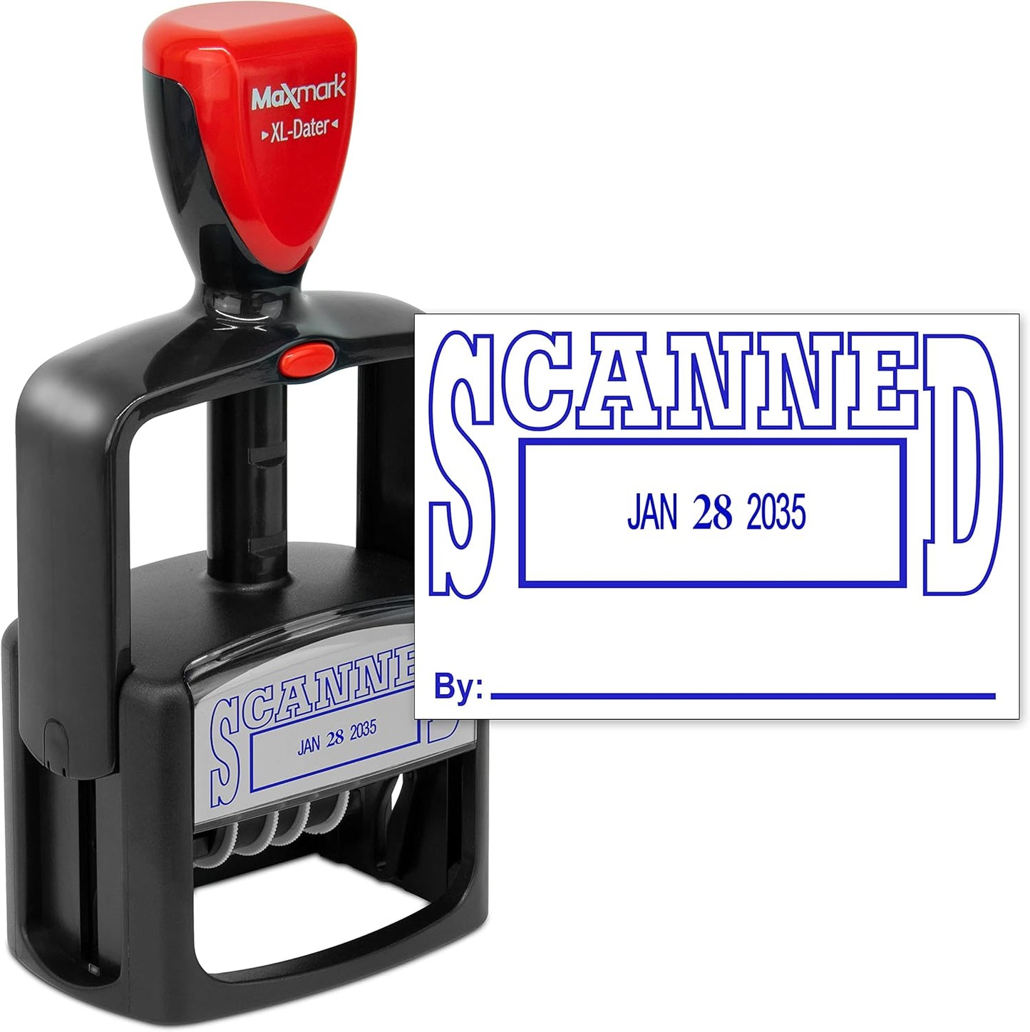 MaxMark Heavy Duty Style 5 Date Stamp with Scanned self Inking Stamp - Blue Ink