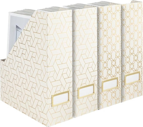 BLU MONACO | Cardboard Magazine File Holder Set of 4 | Vertical Magazine File by Blu_Monaco