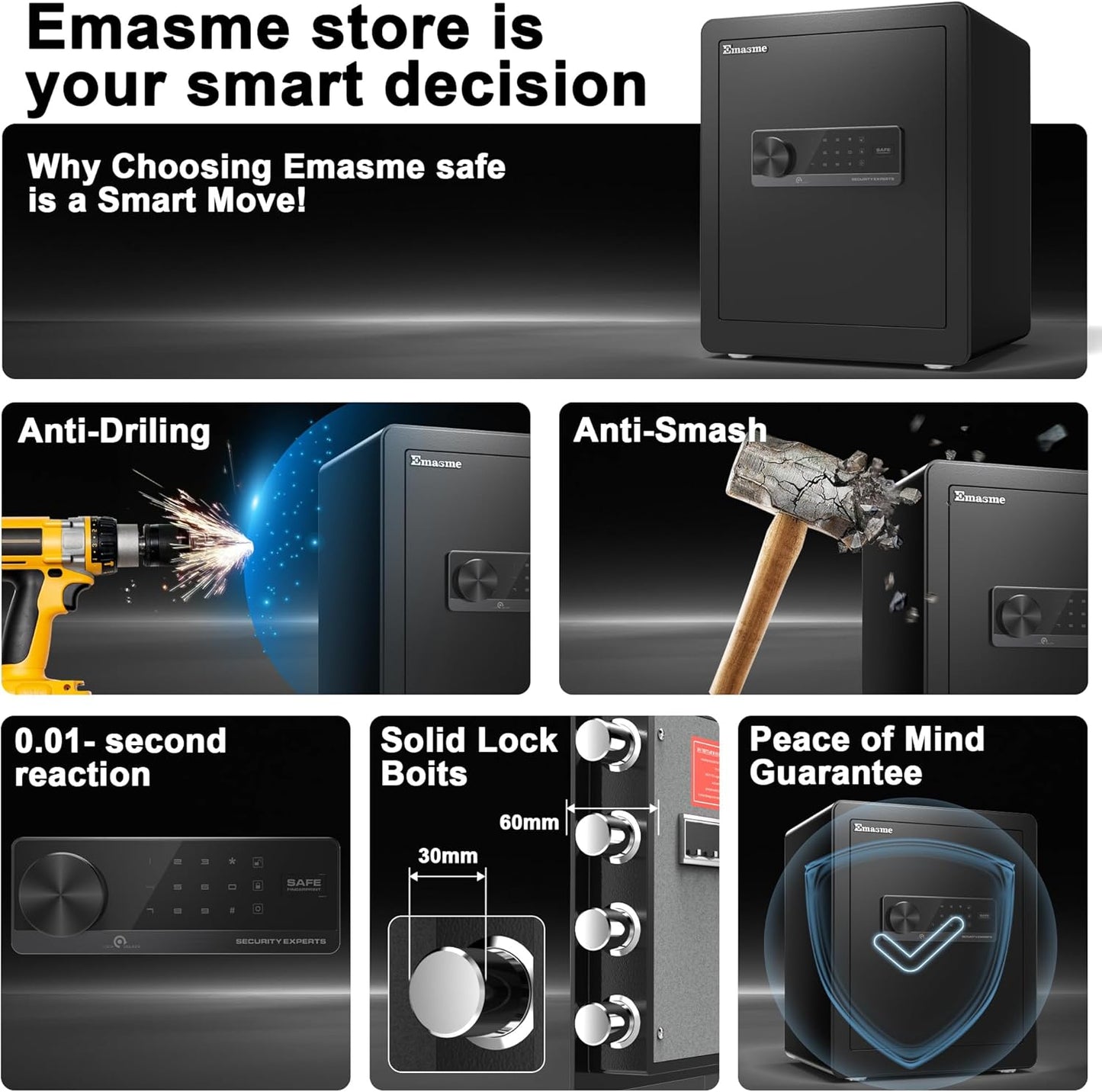 Safety Box, Small Safes for Home Lock Box with Electronic Keypad，Safe with Removable Shelf for Cash, Jewelry, Documents,Digital Security Safe for Office Hotel and Personal Use (Digital - 2.0 CUFT)