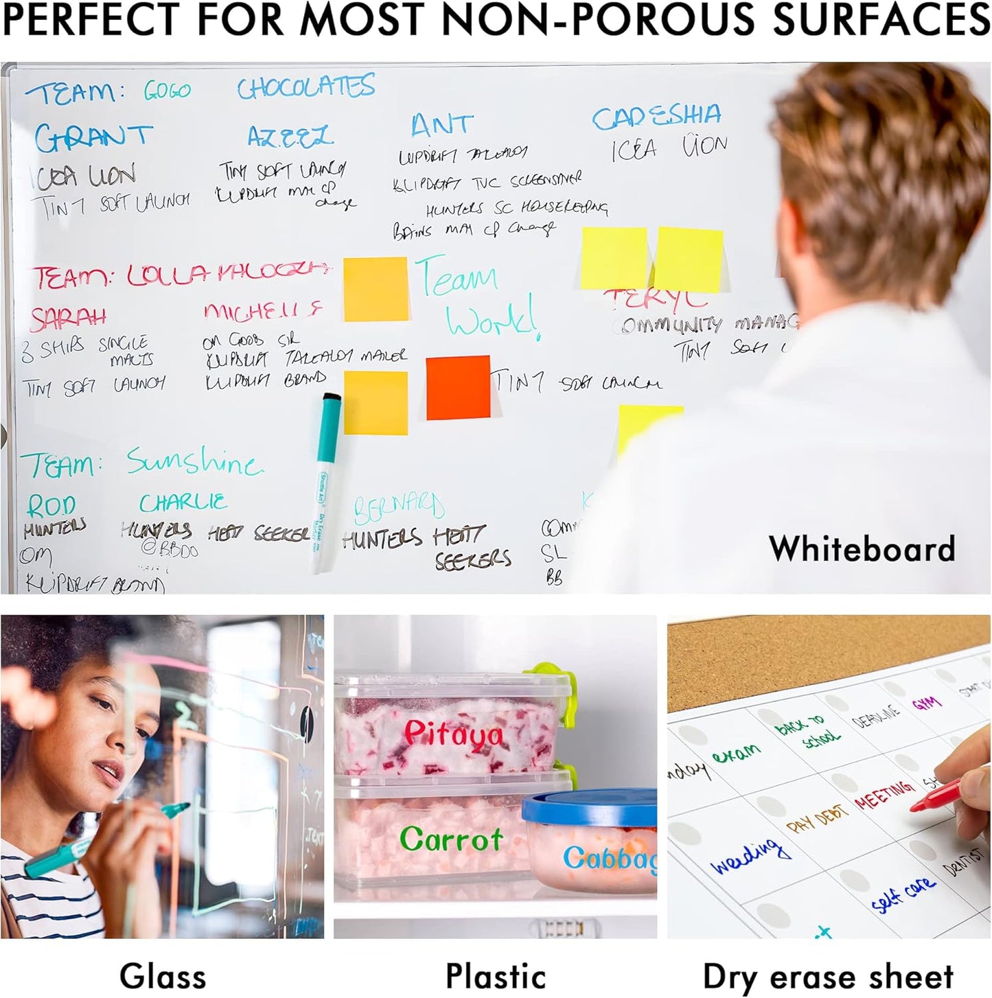 Dry Erase Markers, Shuttle Art 60 Bulk Pack 15 Colors Magnetic Whiteboard Markers with Erase, Fine Point Dry Erase Markers Perfect for Writing on Whiteboards, Glass, Mirror for School Office Home