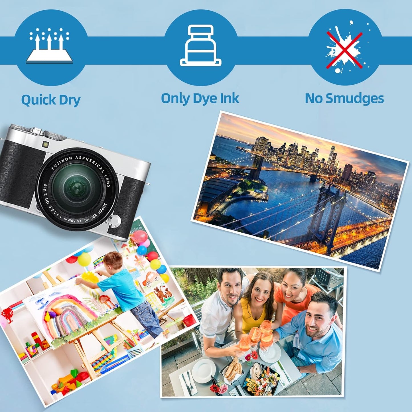 Uinkit 100 Sheets Double Sided Photo Paper 11x17 Glossy 54lb Inkjet 200gsm Obituary Bulletin Gallery Show Obituaries A3 size 11 x 17 inch for Inkjet Printer Printing