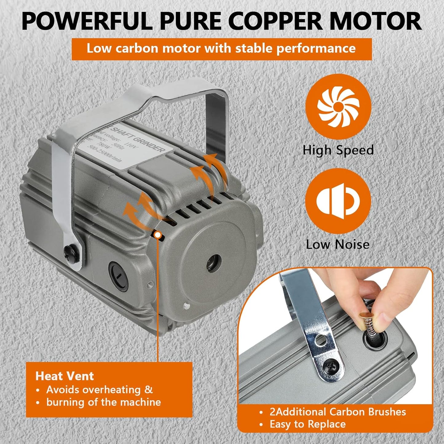 Shaft Grinder 780W Rotary Tool 500-25000RPM Rotary Carver with 0.26" 3-Jaw Chuck & Stepless Speed Foot Pedal Hanging Grinding Machine Accessories for Jewelry Polishing Grinding DIY