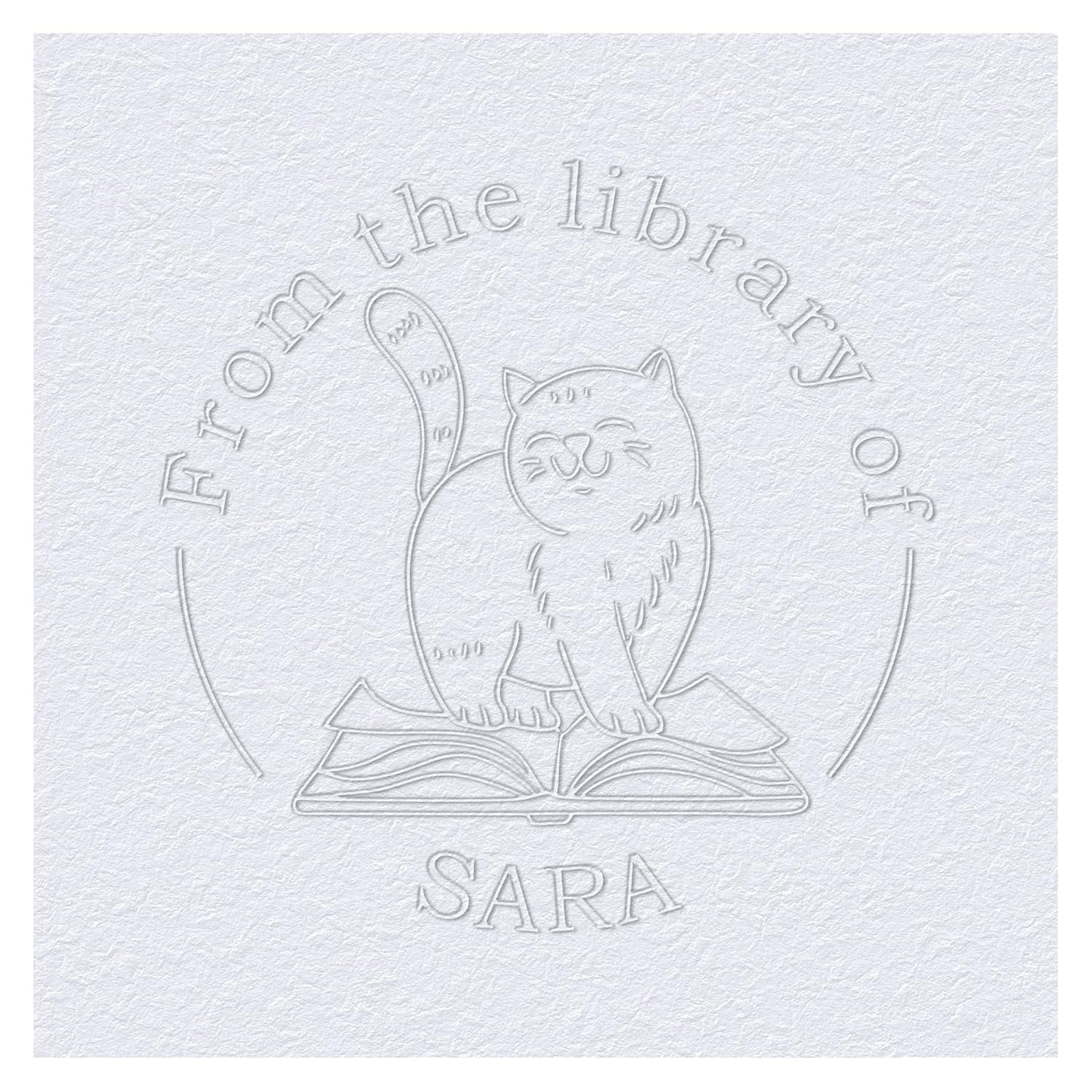 Cute Cat Book Embosser Custom Embosser Stamp with Your Name or Design Personalized Library Embosser Stamp Customized Books Business Cards Paper Documents Notebooks etc. (Cute Cat - 05)