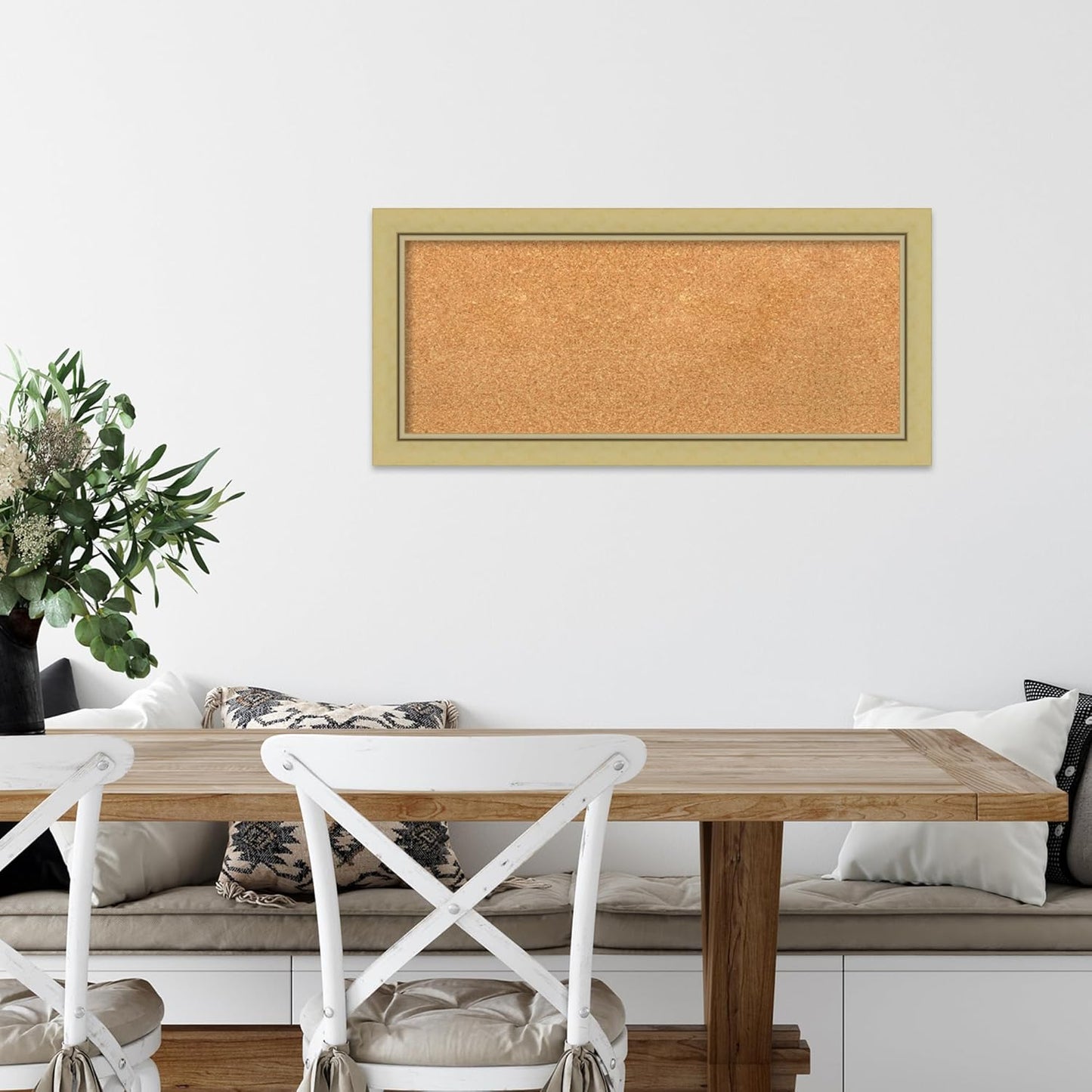Amanti Art Natural Cork Board for Wall, 15x33 Vision Board with Gold Frame, Medium Corkboard Office Decor for Home Organization, Casual Corkboard Pinboard to display items for home organization
