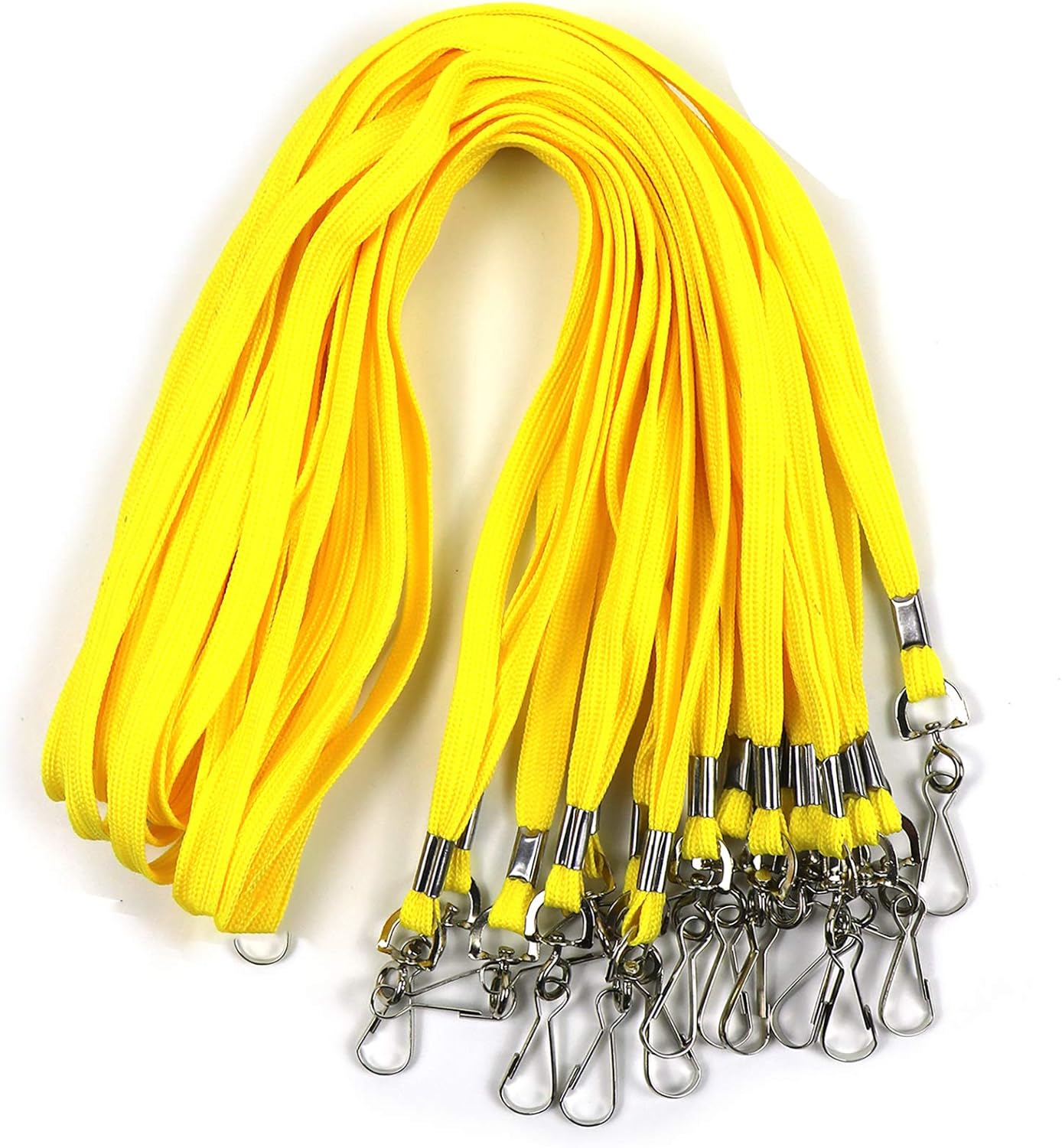 Beebel Lanyards 100 Pack Black Lanyards with Swivel Hook Clips for ID Name Badge Holder (Yellow, 100 Pack)