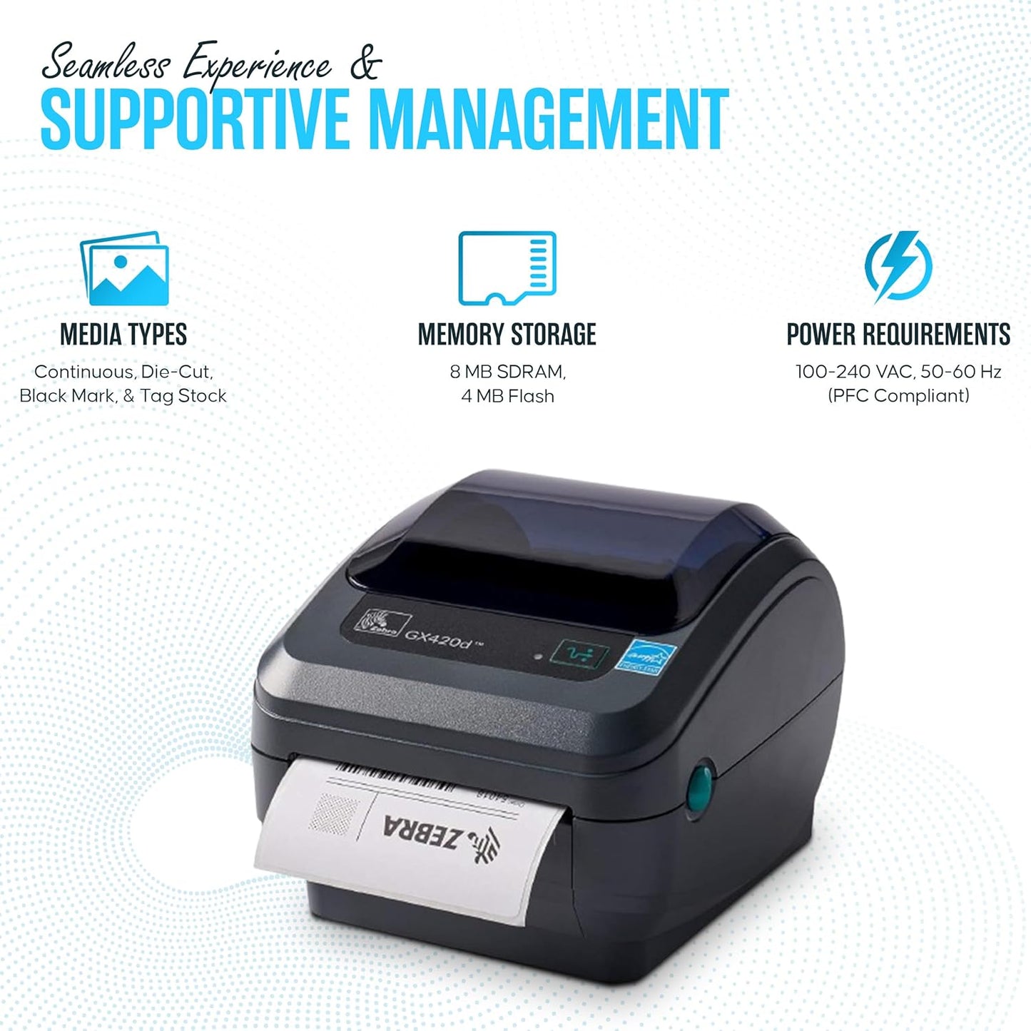 GX420D Zebra Direct Thermal Label, Receipt & Barcode Printer - 1 Year Warranty - with USB 2.0 Cable, 4x6 Label Roll, 24V & Microfiber Cleaning Cloth - Parallel Connectivity (Renewed)