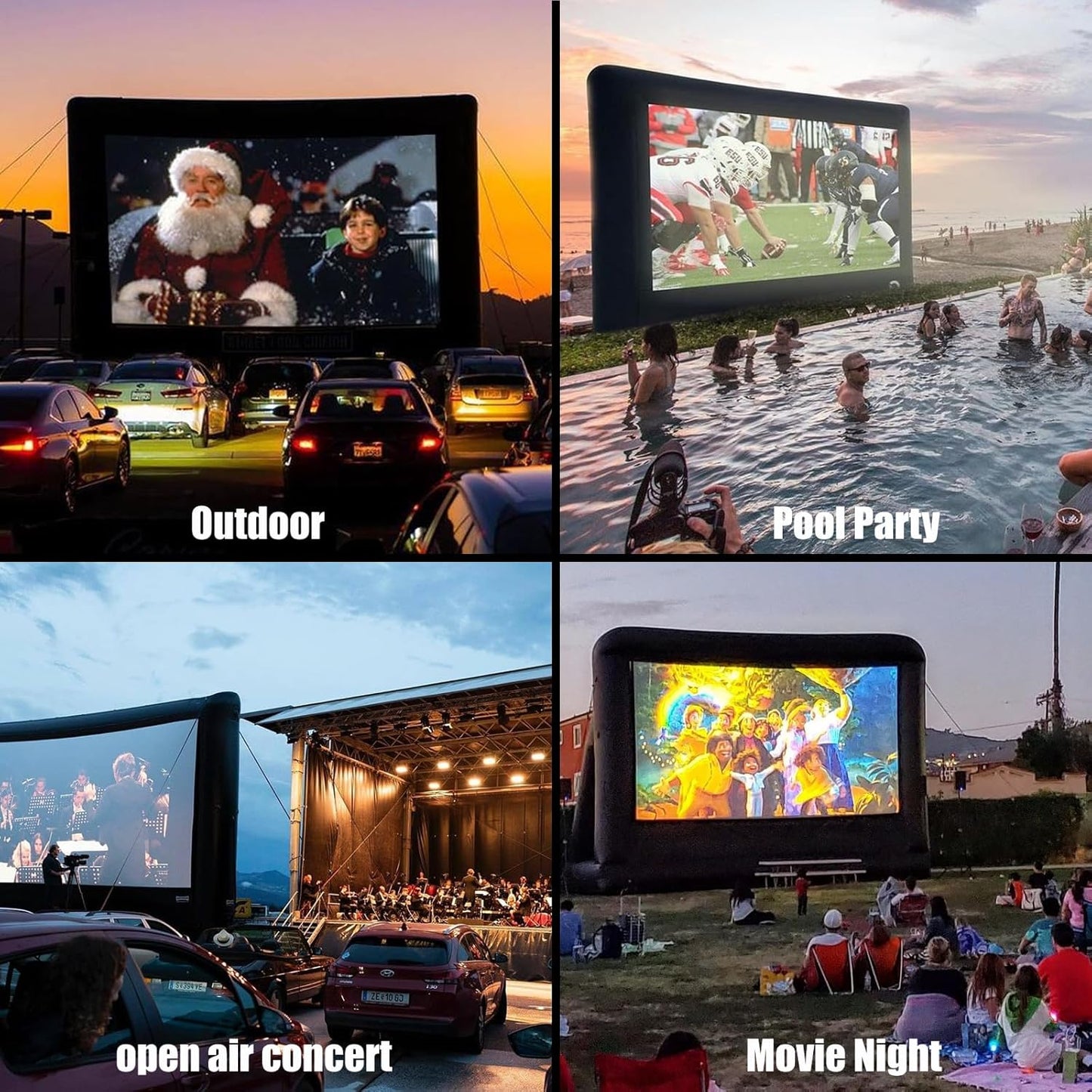 CZGBRO Inflatable Projector Screen - 20FT Outdoor Movie Screen Blow Up for Movie Parties Backyard Outside with Air Blower and Carry Bag, Front and Rear Projection