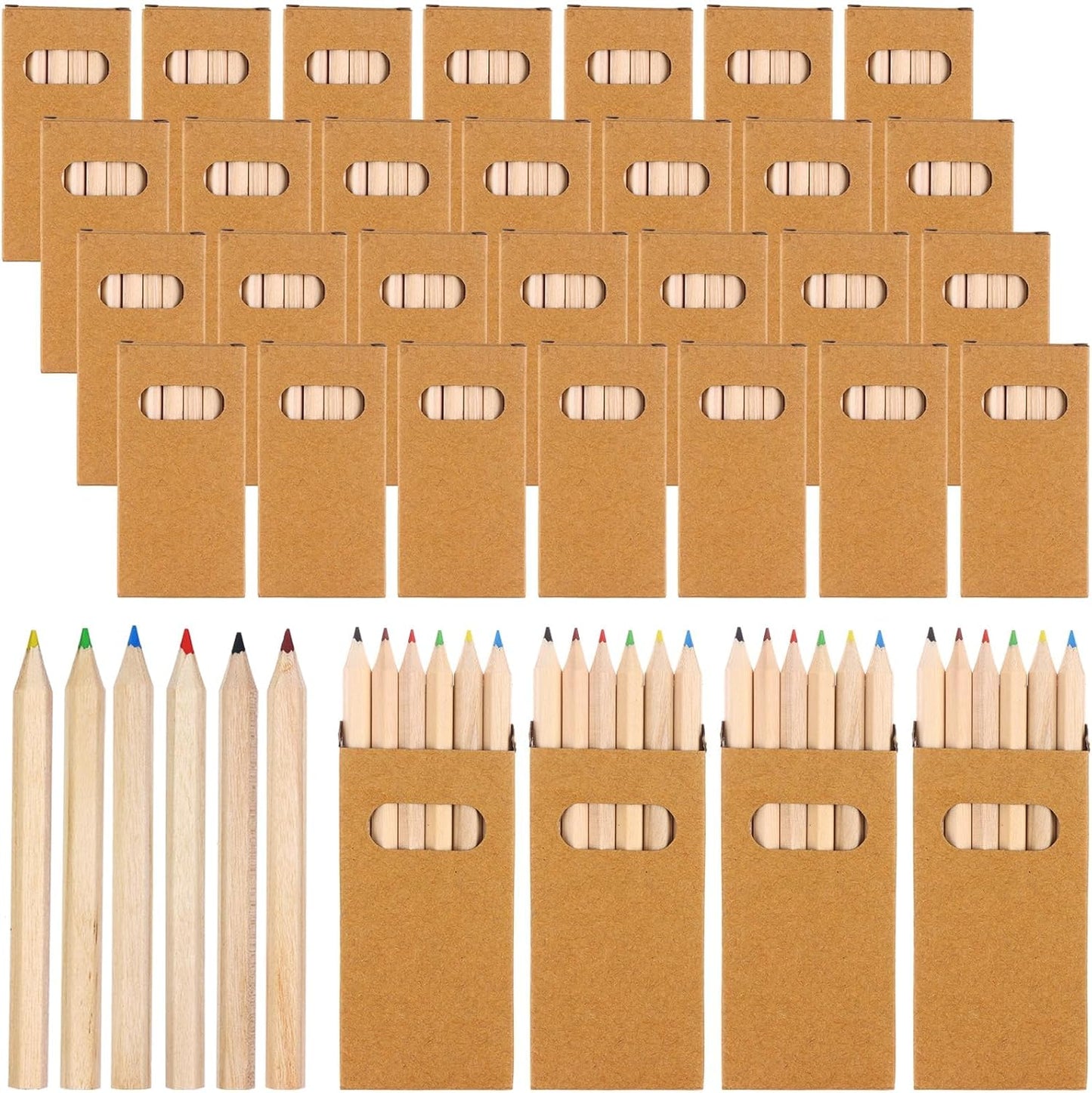 100Packs/600Pcs Colored Pencils Bulk Mini Drawing Pencils Set for Kids, 3.5inch Short Fat Color Pencils for Adult Coloring Books, Classroom School Drawing Birthday Wedding Party Favors (600)