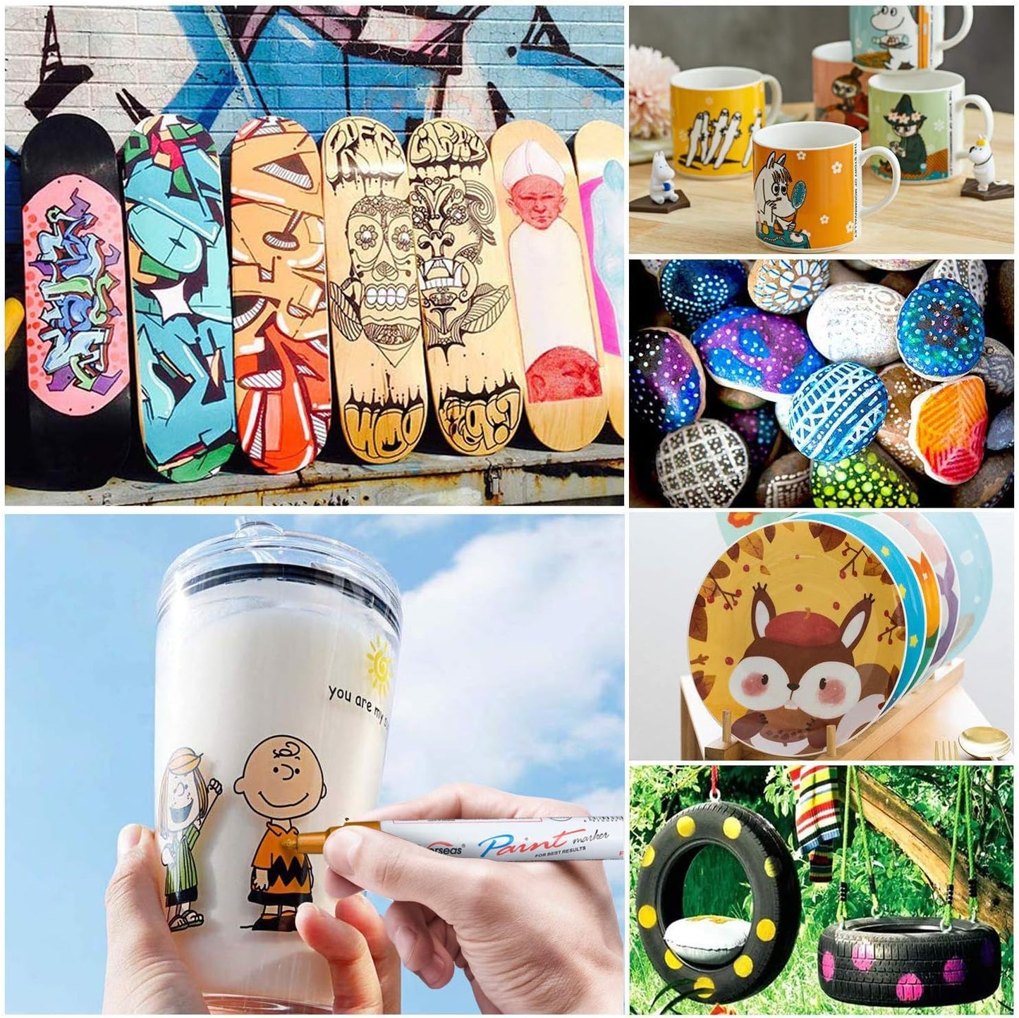 TFIVE Paint Markers Paint Pens, Waterproof Quick Dry and Permanent, Work on Almost Anything, Oil-Based Marker Pen for Rock Painting, Metal, Wood, Plastic, Canvas, Glass, Mugs, Craft - 18 colors
