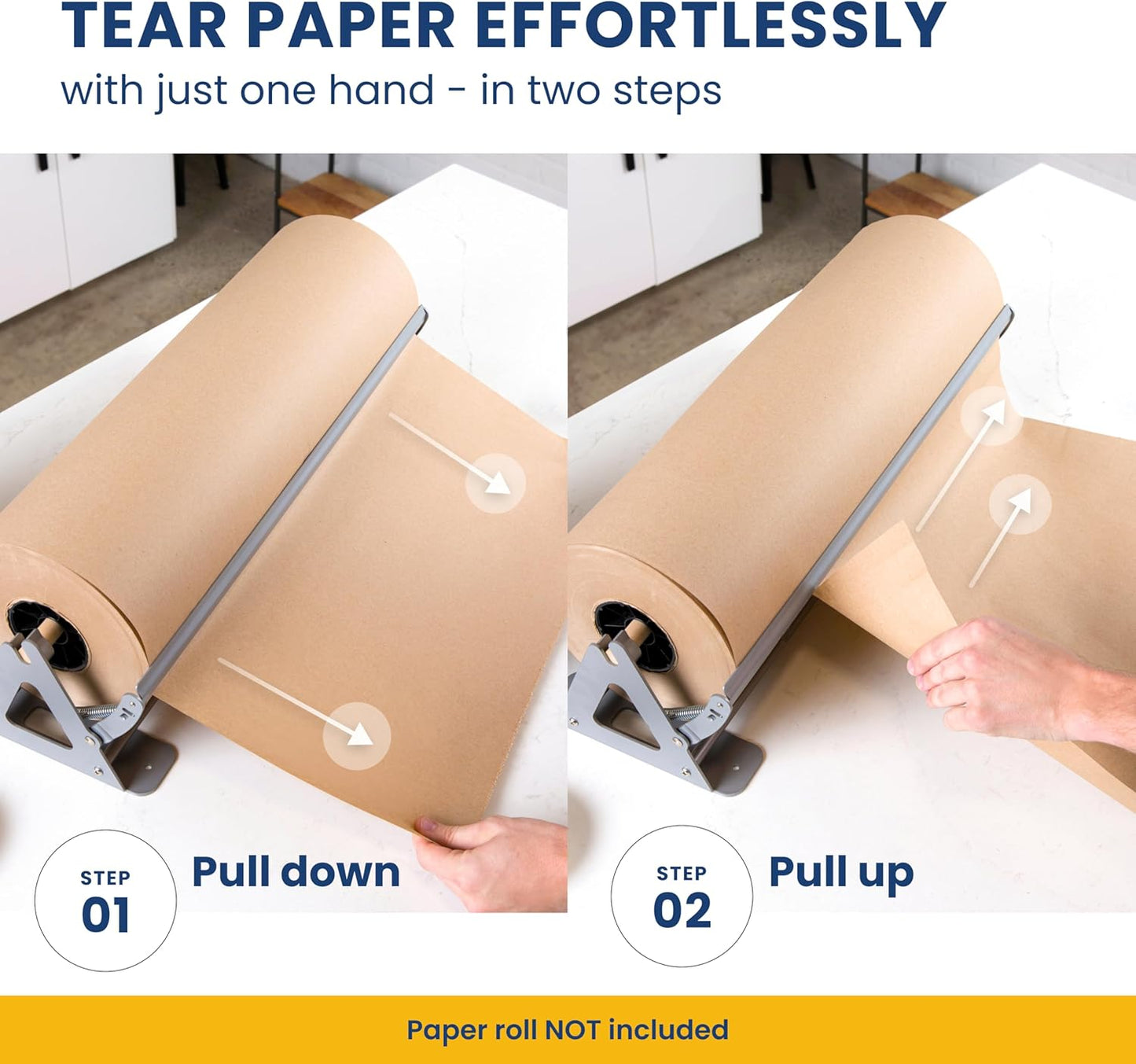 DIY Crew 24 Inch Paper Roll Dispenser and Cutter - Heavy-Duty Wall Mountable, Non Slip Tabletop - Kraft, Freezer, Butcher Paper - Up to 1000ft Rolls
