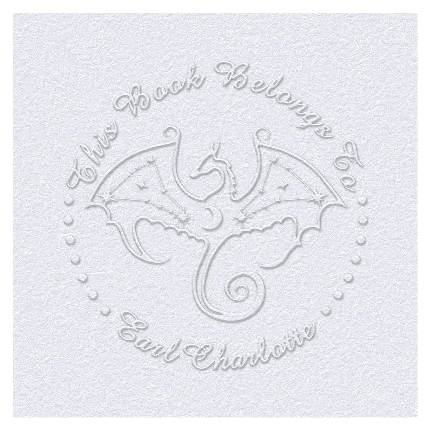 Customized Book Embosser Dragon Color Stamp with Your Name or Design Constellations Personalized Library Embosser Stamp Custom Books Business Cards Paper Documents Notebooks etc. (Dragon Theme - 04)