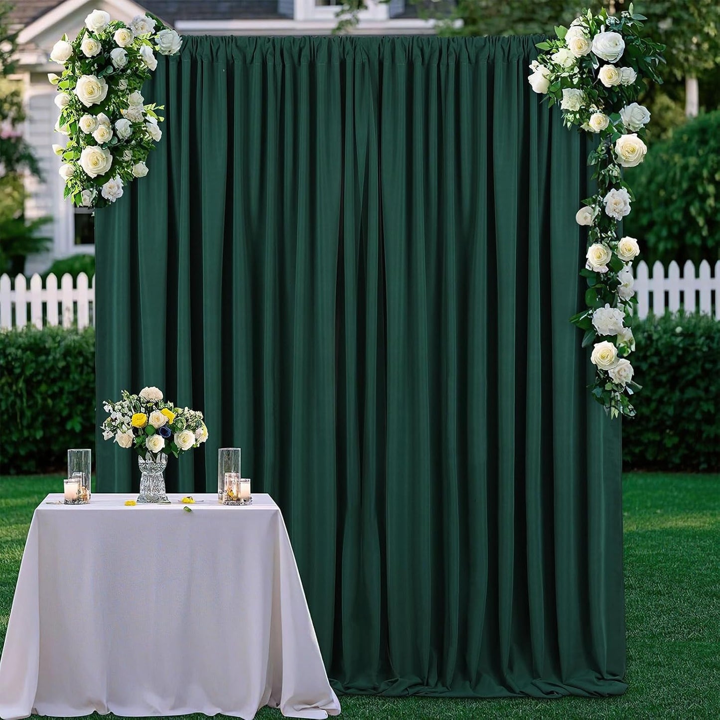 Green Backdrop Curtains 10ft x 10ft: Polyester Photo Backdrop Drapes - Halloween Party Photography Background Decorations