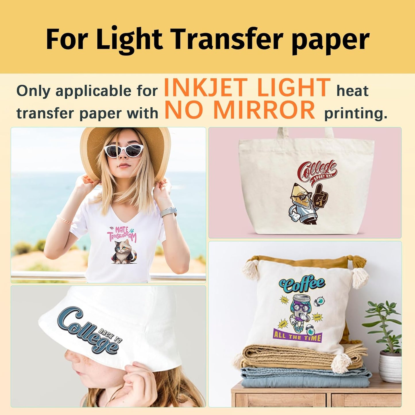 TransOurDream Tru-Heat Transfer Mask for Light T Shirts Transfer Paper (10 sheets, 8.5"x11") Clear Iron on Transfer Tape for Printable HTV Vinyl (TAPL-10)
