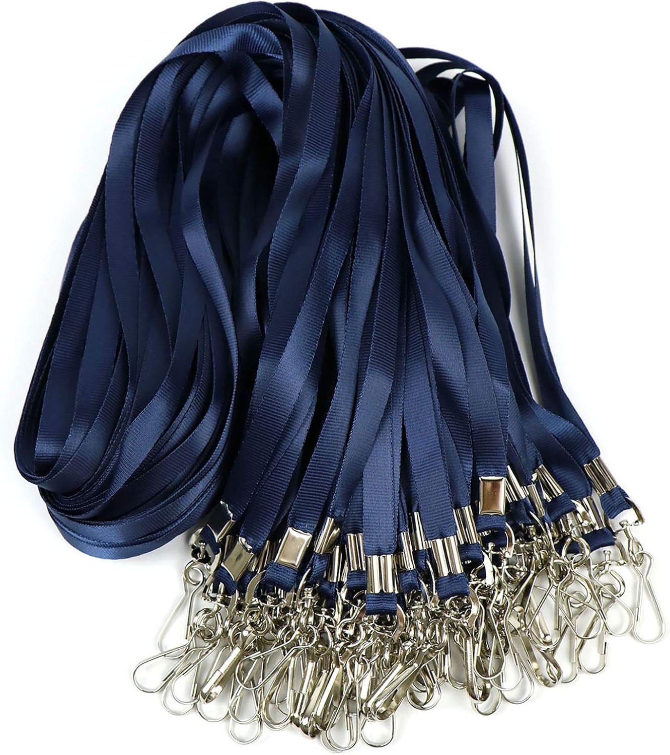 Beebel Navy Blue Lanyard Bulk Lanyards for Id Badges Flat Lanyard with Badge Clip Swivel Hook 50 Pack (Navy Blue)