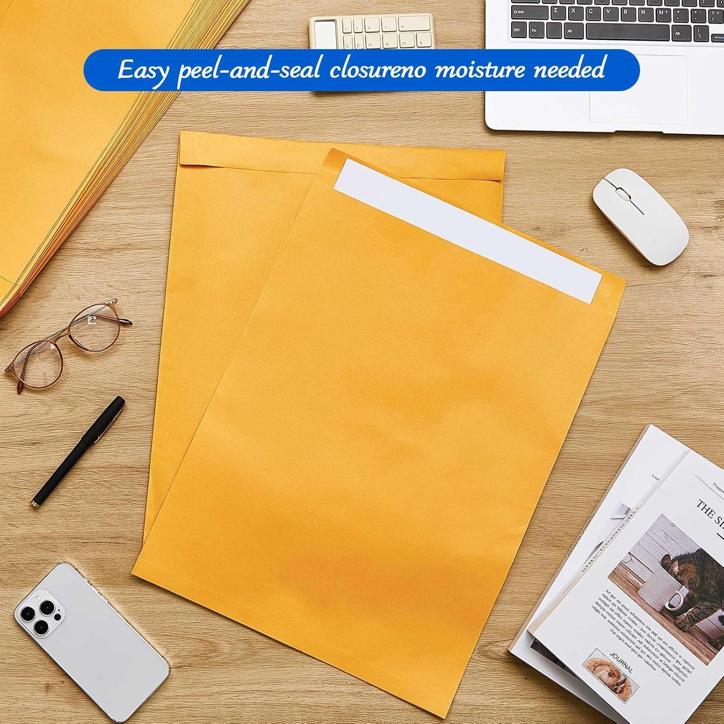 25 Pcs 18 x 22 Inch Jumbo Mailing Envelopes 32lb with Gummed Flaps, Extra Large Flat Catalog Envelopes for Mailing, Storage and Organizing Documents Photos Office Supplies