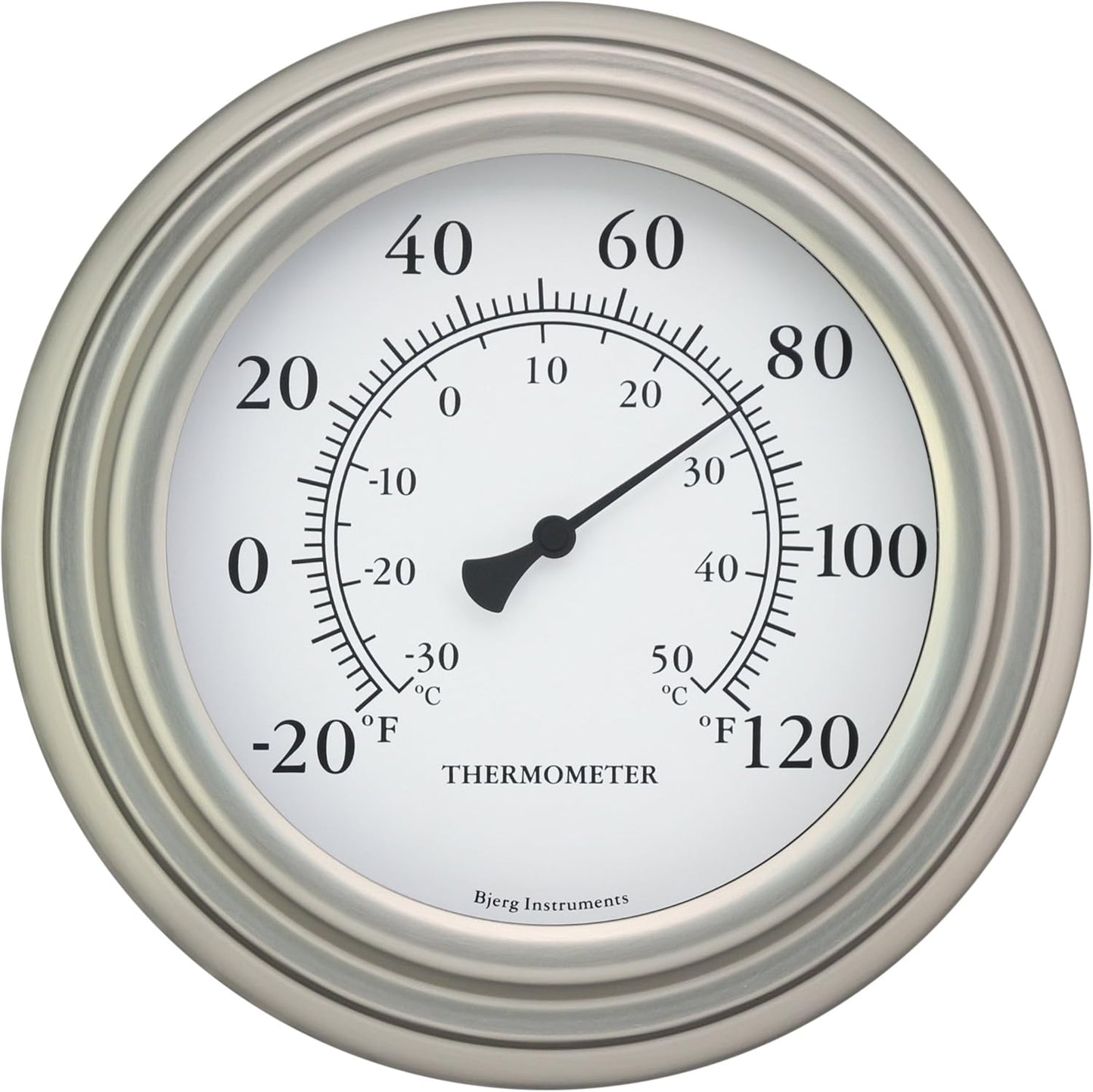 8" Satin Nickel Finish Decorative Indoor/Outdoor Thermometer