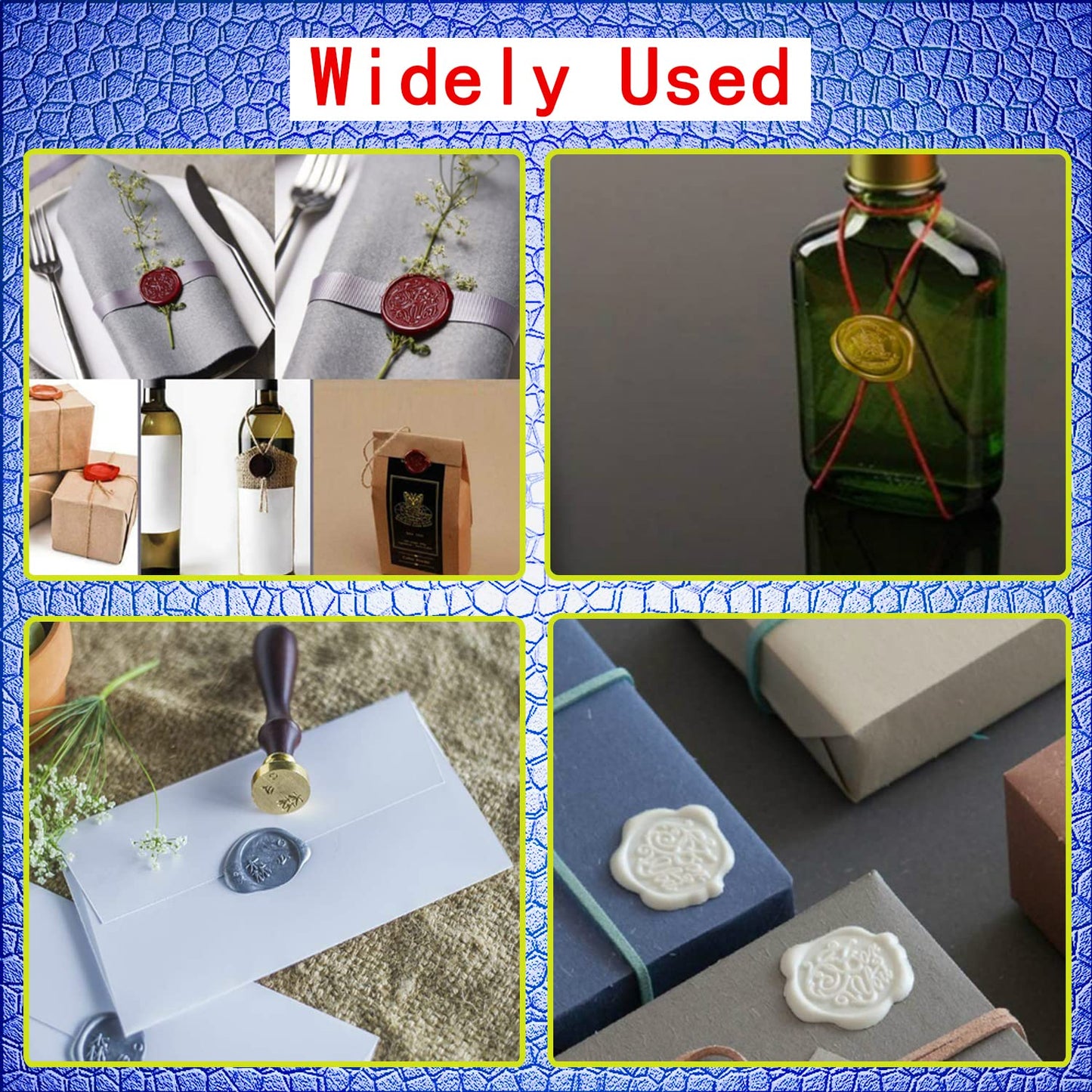Wax Seal Stamp, Brass & Rosewood Handle, Three Flowers, 0.98" Diameter, 3.54" Length, Clear Color, Craft & Stationery Use