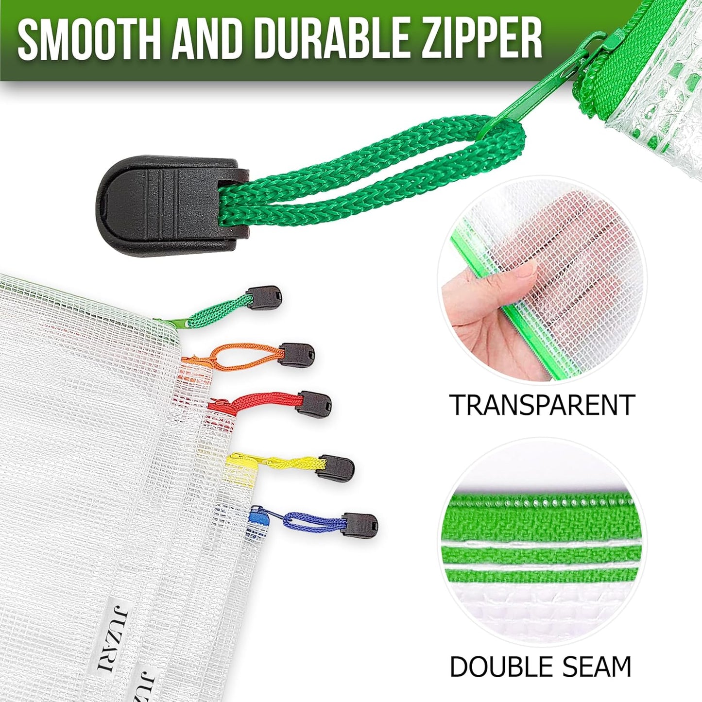 5 Pack Mesh Zipper Pouch Bags A3 - Plastic Zipper Pouches for Organizing 17.7x12.6 inch - Game Storage Bags - Puzzle Organizer Bags - Large Zipper Pouch Bag - Mesh Pouch with Zipper - Puzzle Bags